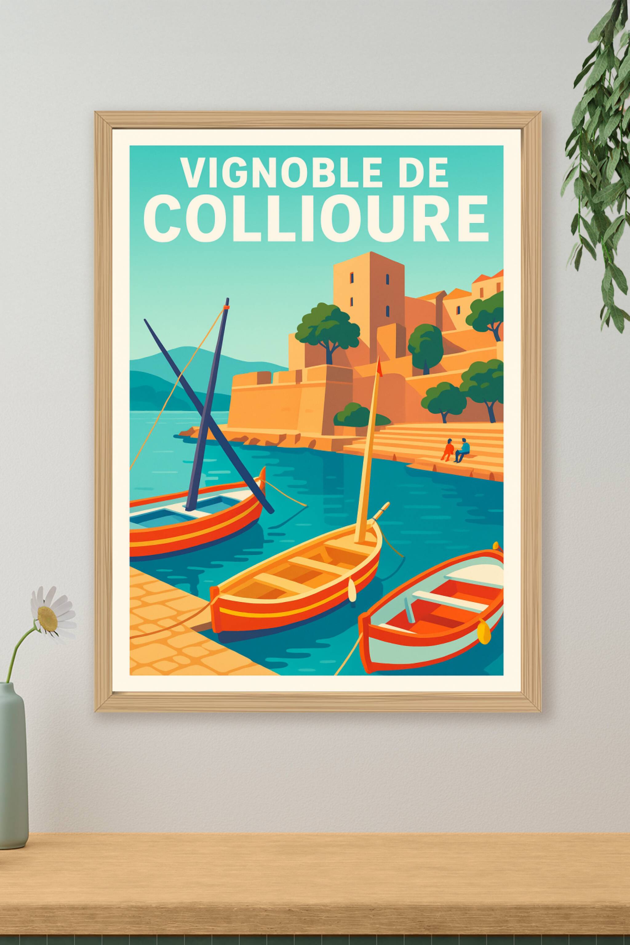 Affiche de Vignoble de Collioure - L'éclat de la Méditerranée et des barques catalanes