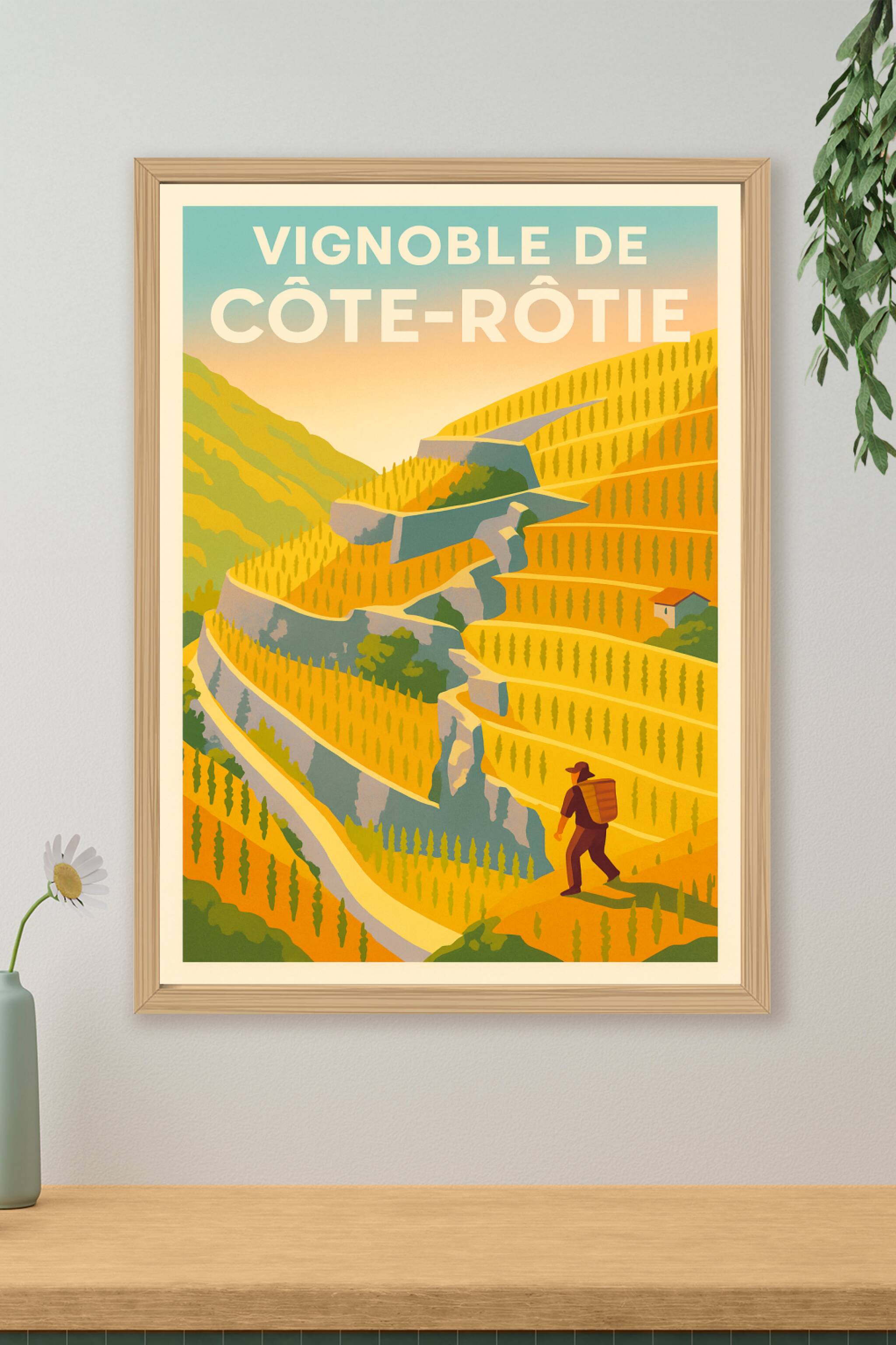 Affiche de Vignoble de la Côte-Rôtie - L'élégance des terrasses ensoleillées