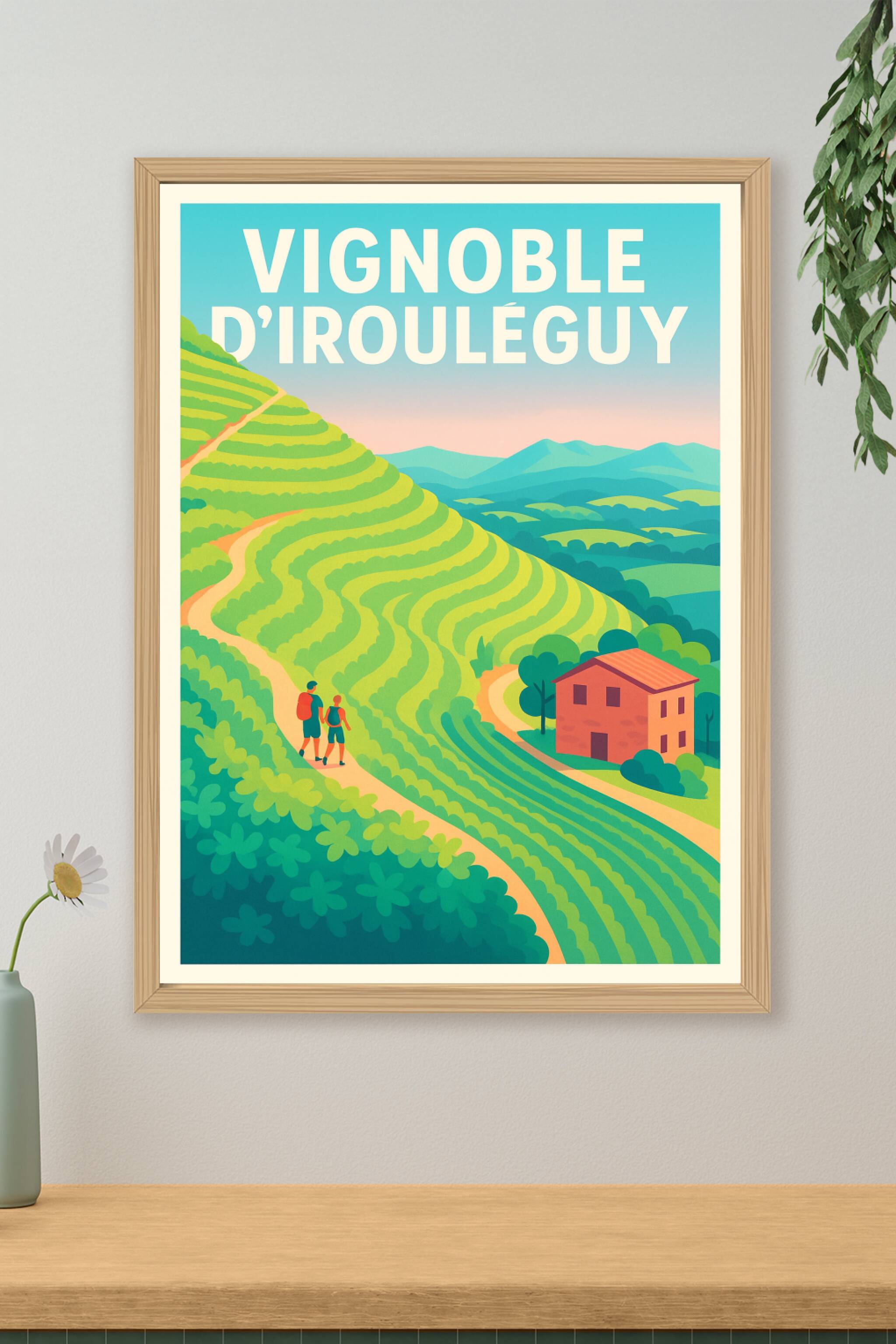Affiche de Vignoble d'Irouléguy - L'élégance du Pays Basque en une affiche