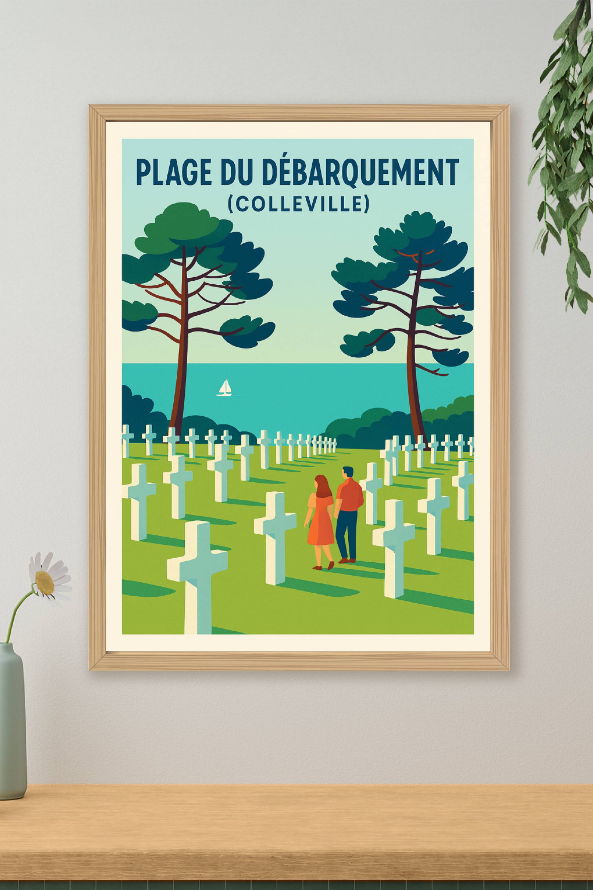 Affiche de Colleville - Hommage et sérénité sur la plage du Débarquement
