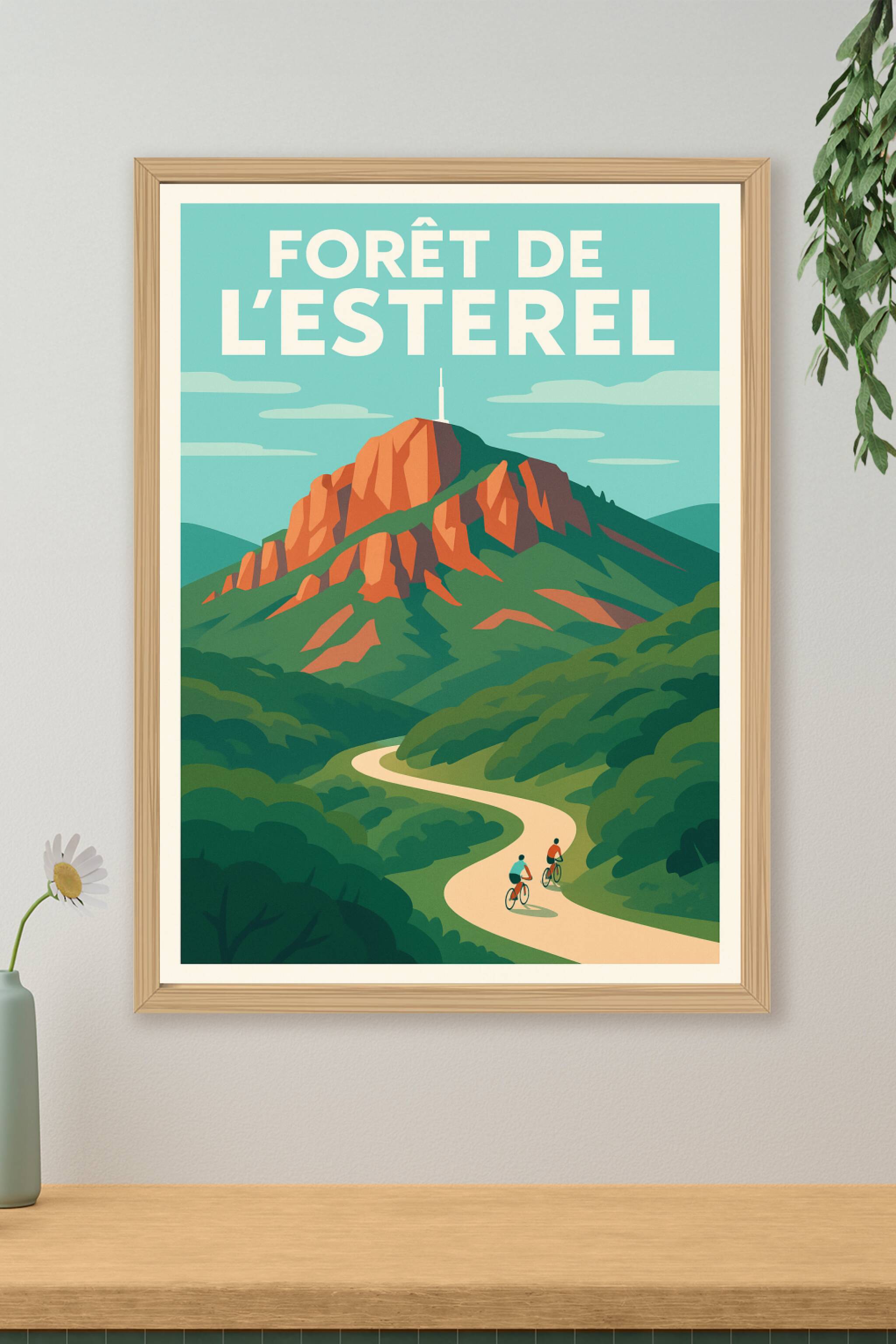 Affiche de Forêt de l'Esterel - L'éclat des roches rouges sous le soleil de Provence