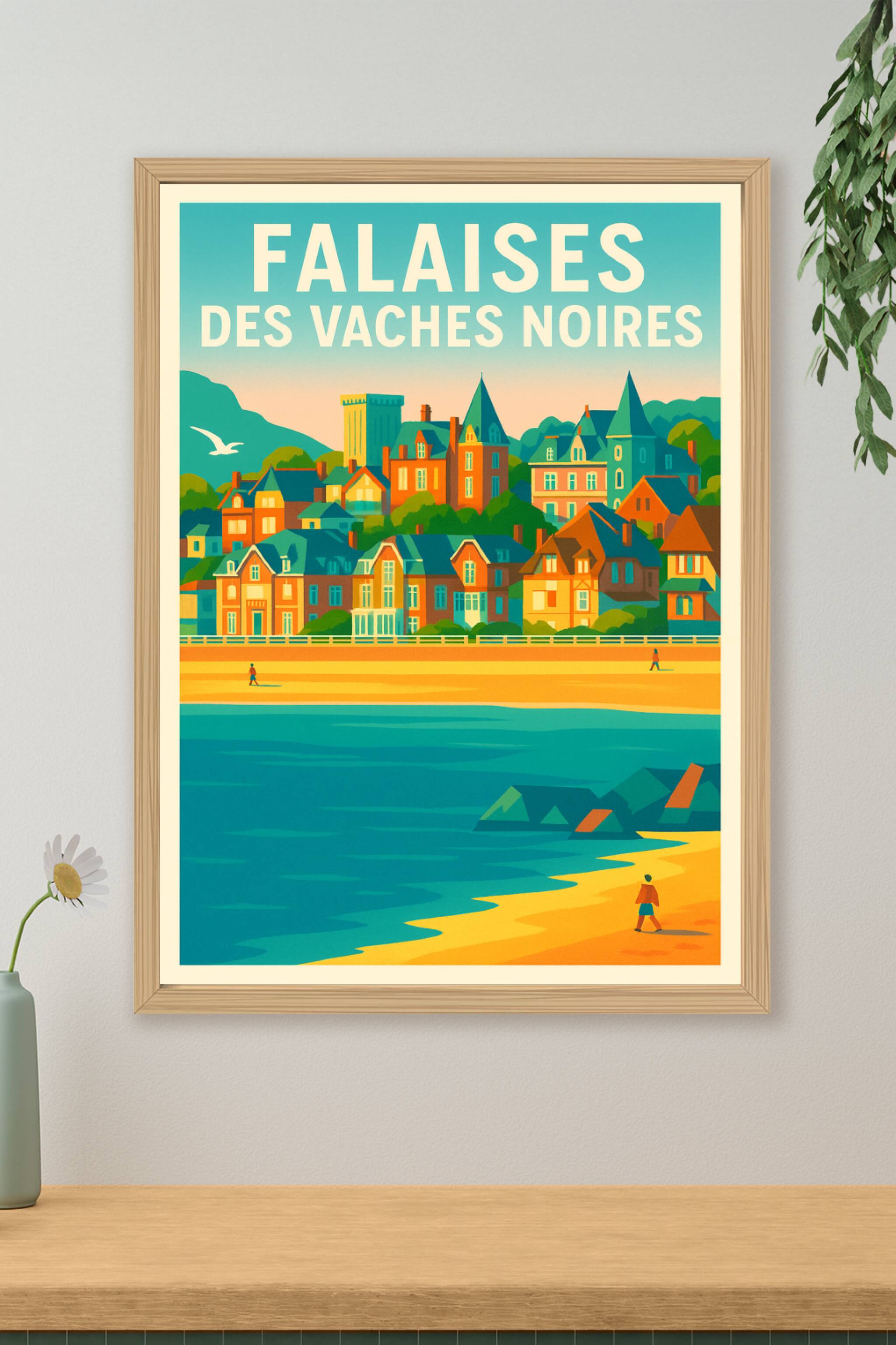 Affiche de Falaises des Vaches Noires - L'élégance vintage de la côte normande
