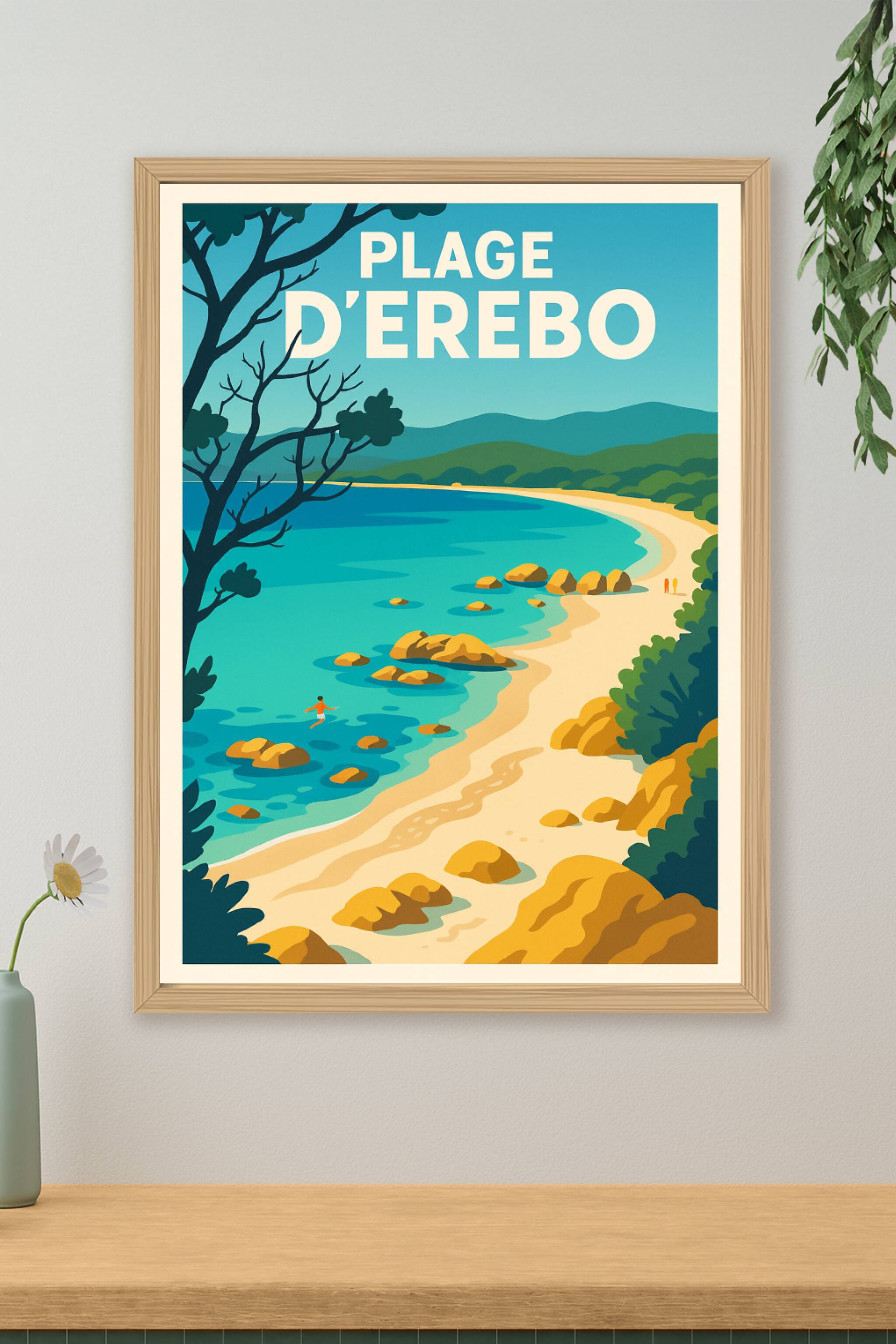 Affiche de Plage d'Erebo - L'éclat azur de la côte sauvage