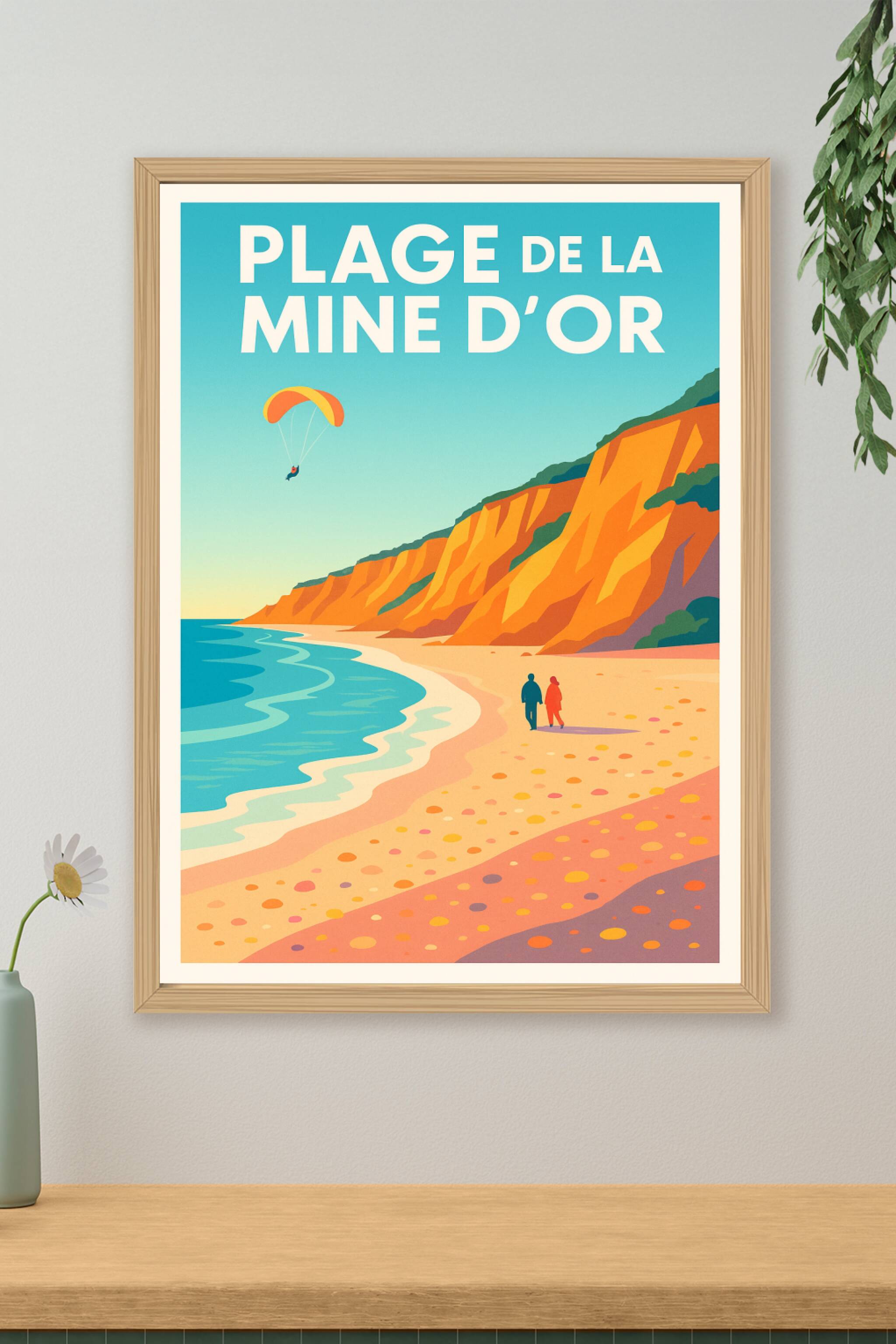 Affiche de Plage de la Mine d'Or - L'éclat doré des falaises de Pénestin