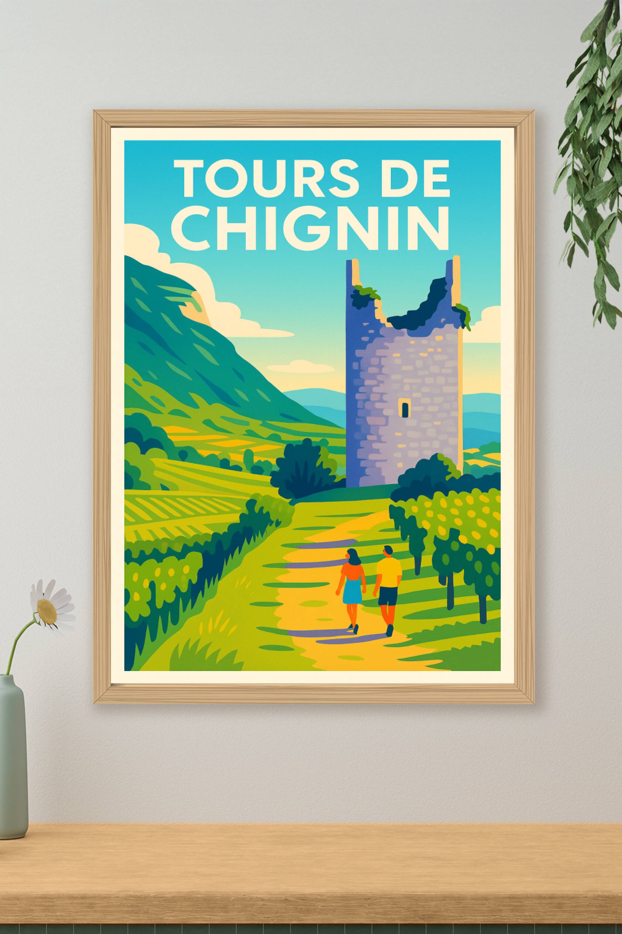Affiche de Tours de Chignin - L'élégance des vignobles savoyards
