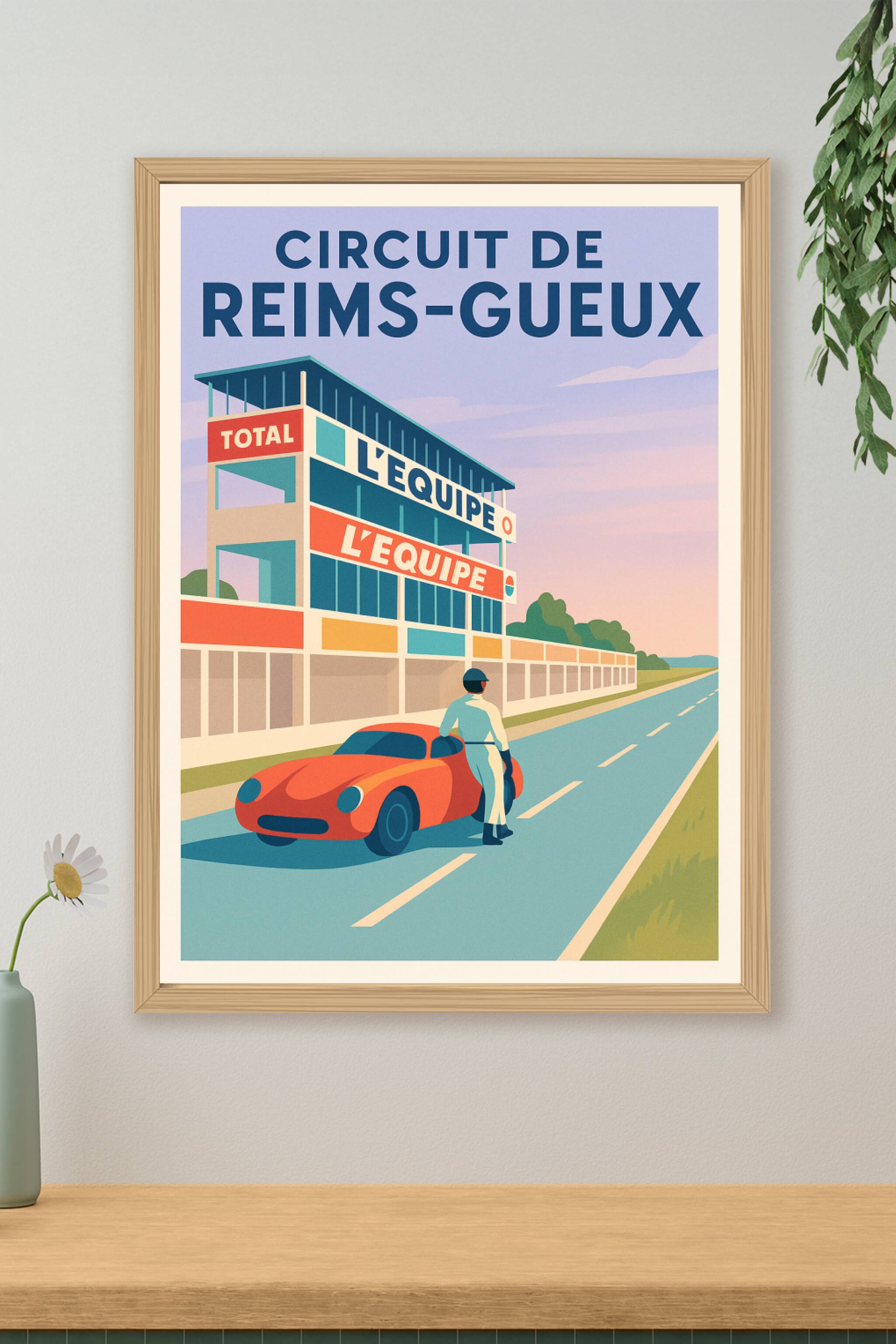Affiche de Circuit de Reims-Gueux - L'élégance vintage du sport automobile