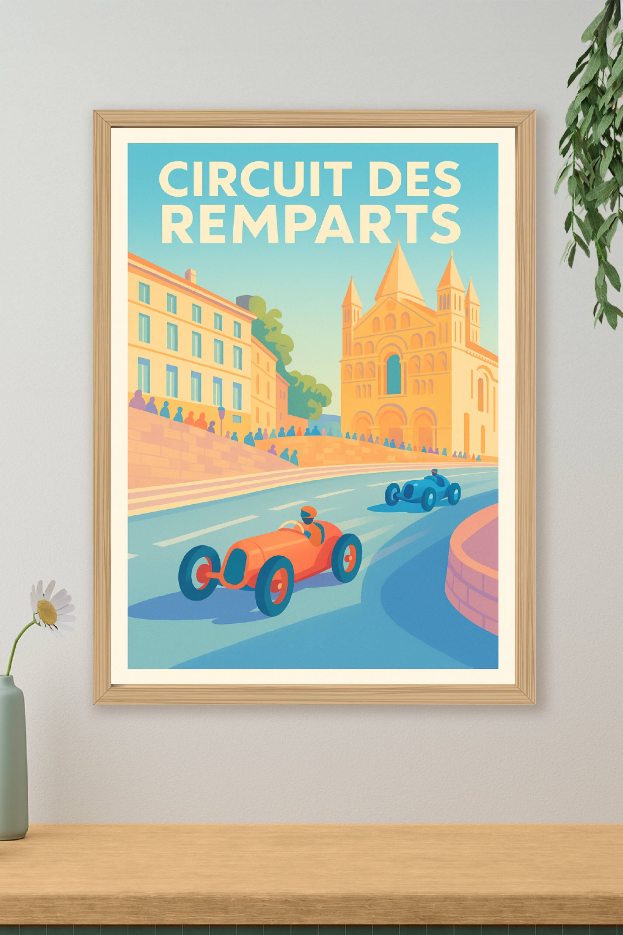Affiche de Circuit des Remparts - L'élégance vintage de la course automobile à Angoulême