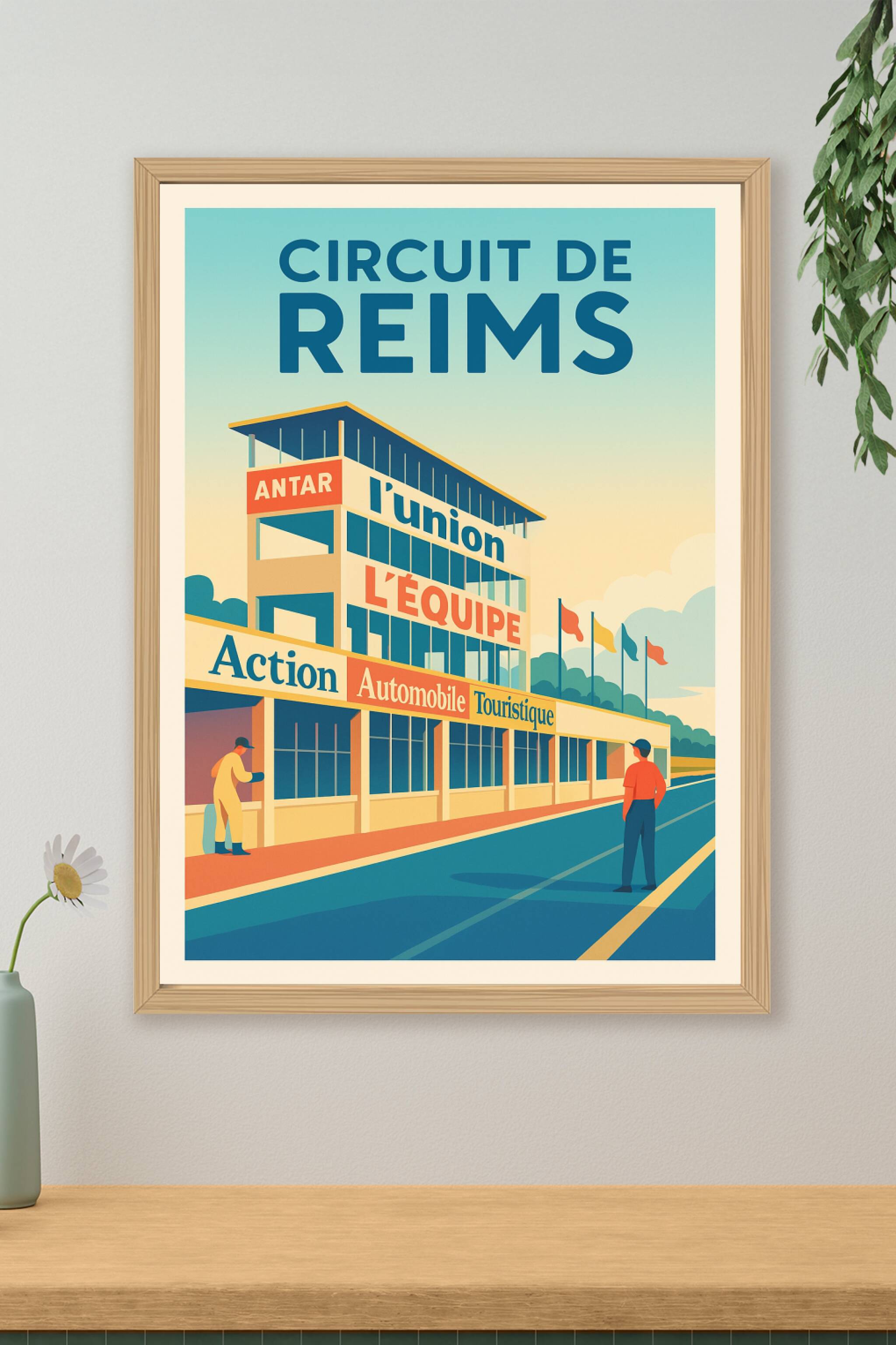 Affiche de Circuit de Reims - L'élégance vintage de la course automobile