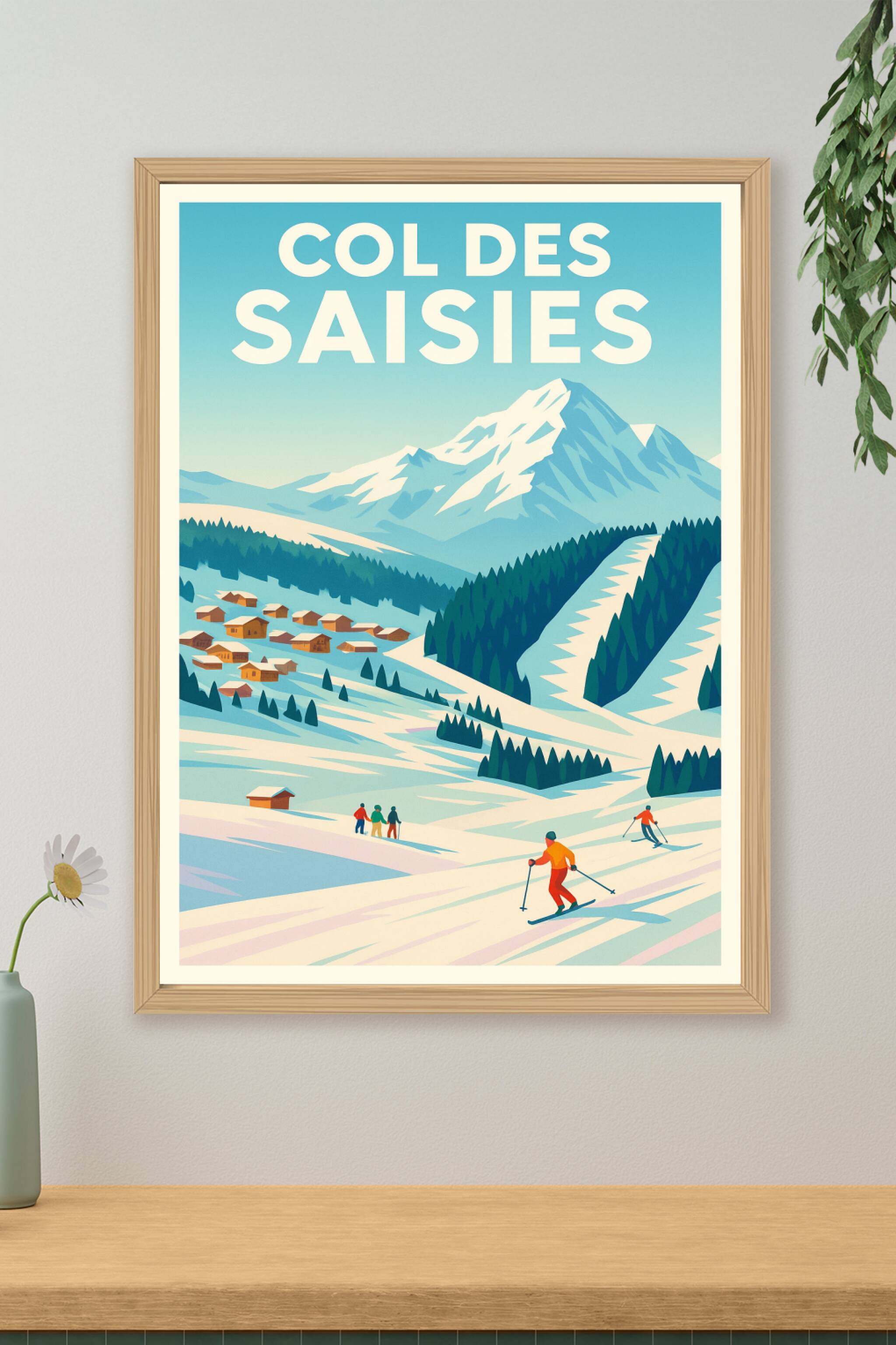 Affiche de Col des Saisies - L'élégance vintage des Alpes face au Mont-Blanc