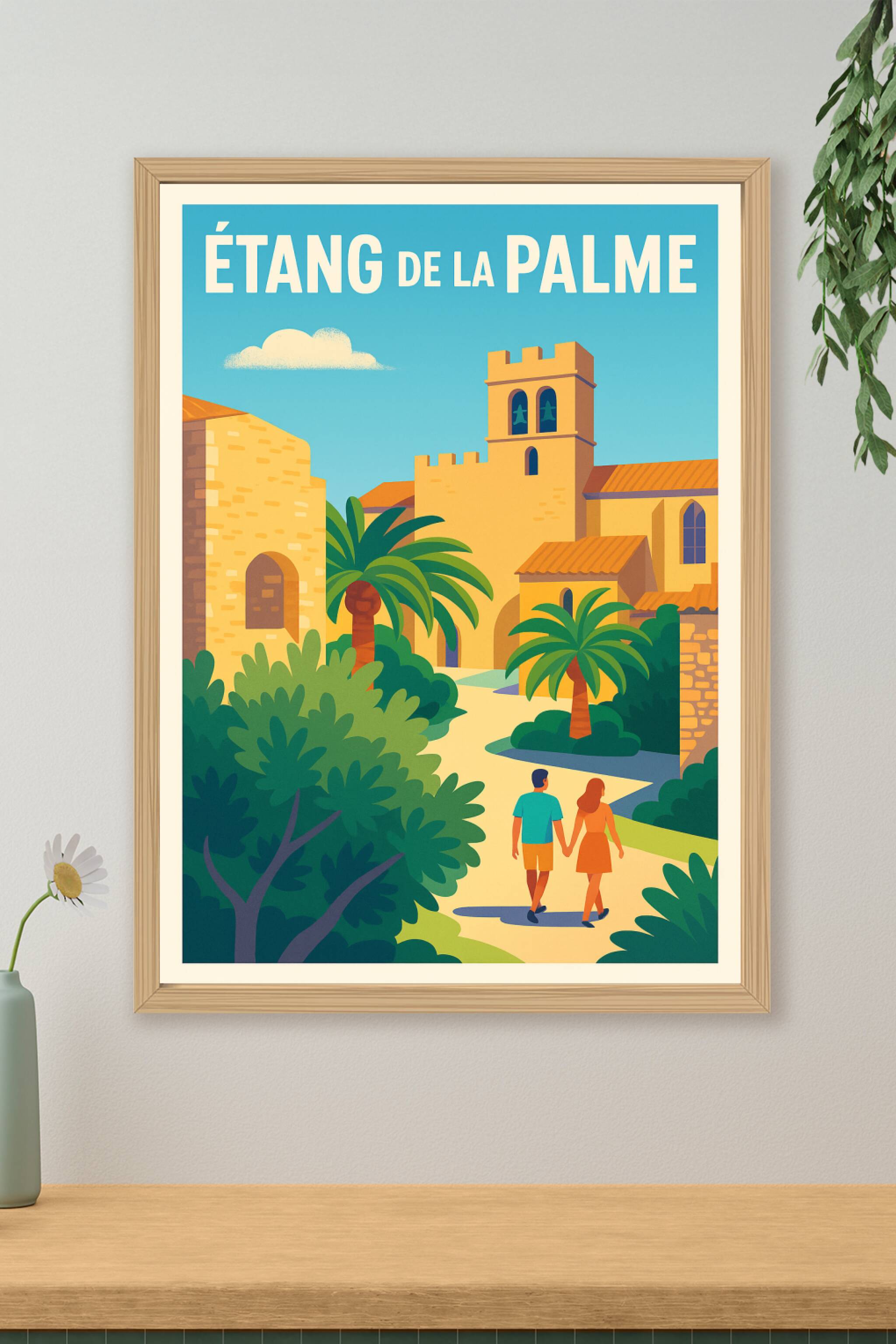 Affiche de Étang de la Palme - L'élégance vintage du Sud de la France