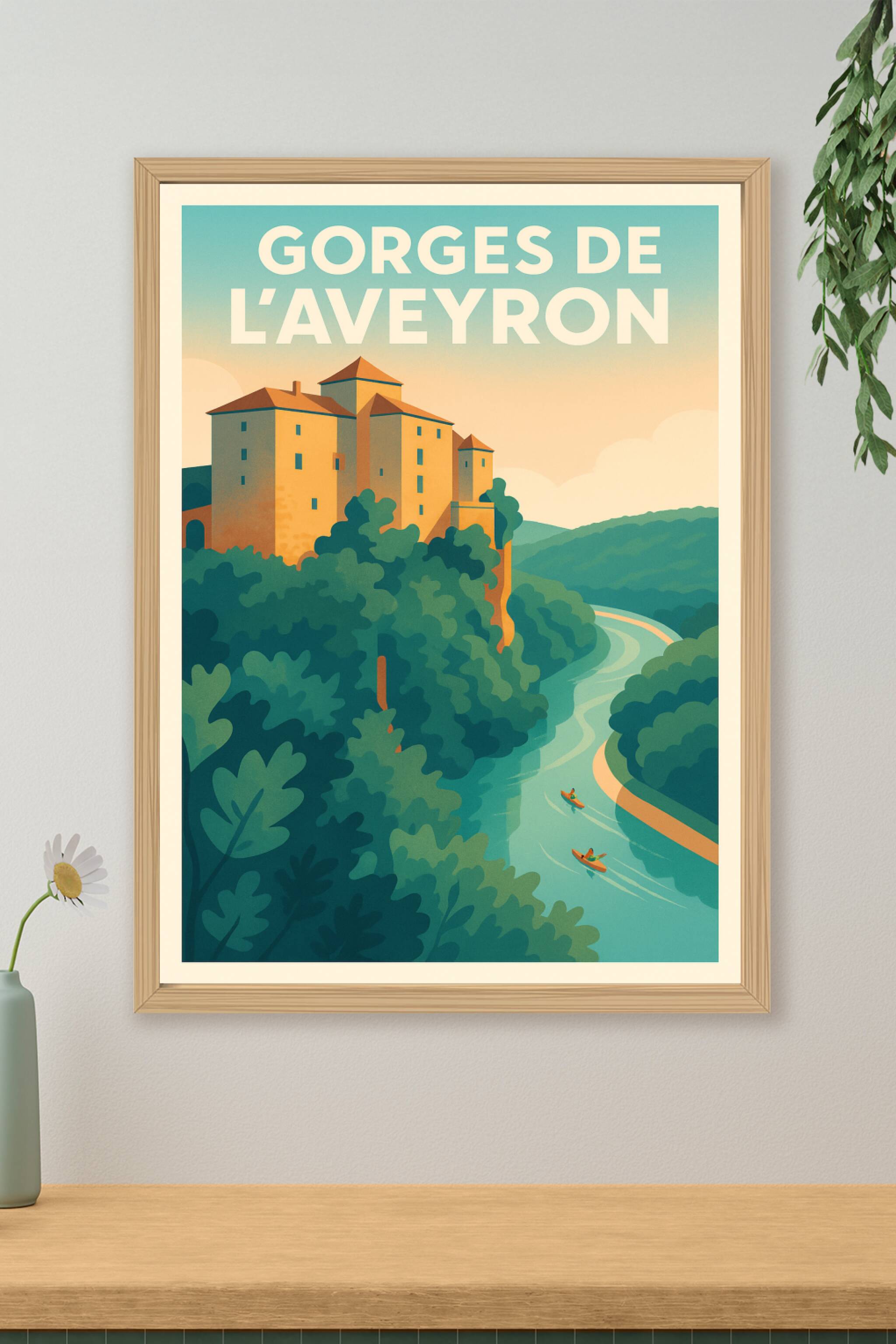 Affiche de Gorges de l'Aveyron - Évasion sauvage et patrimoine médiéval