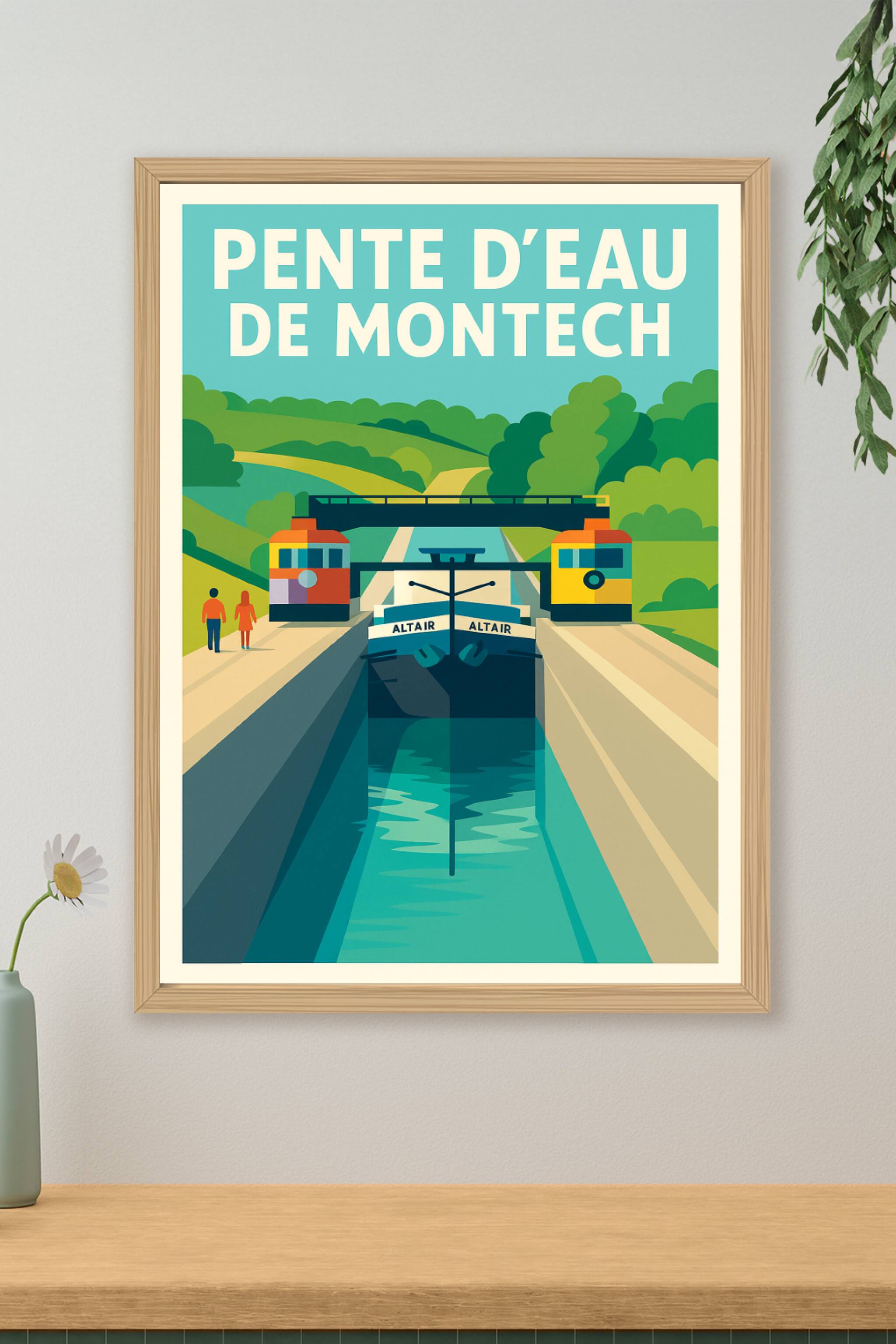 Affiche de Pente d'eau de Montech - L'élégance du génie fluvial en relief