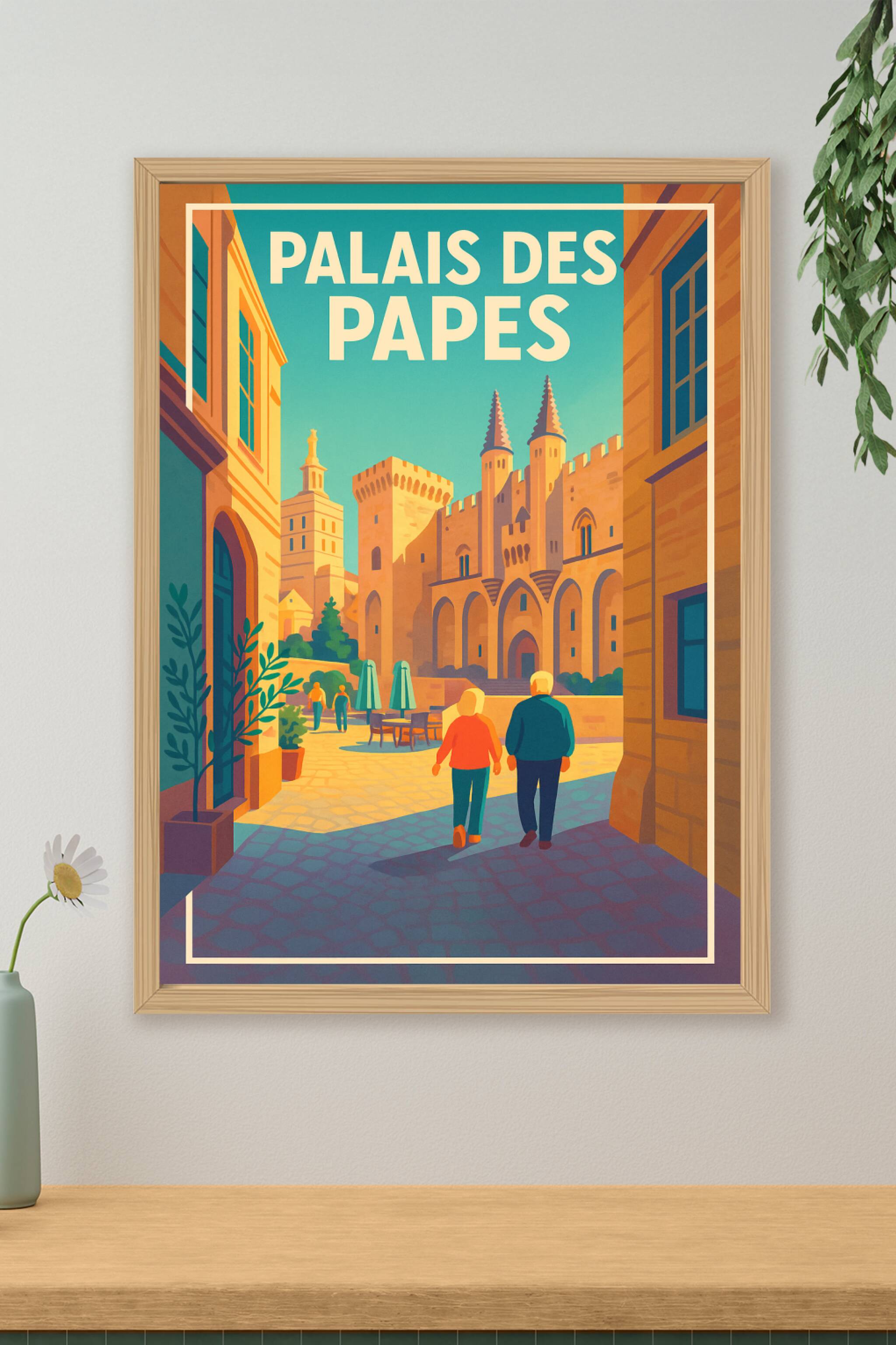 Affiche de Avignon - Le Palais des Papes sous le soleil de Provence