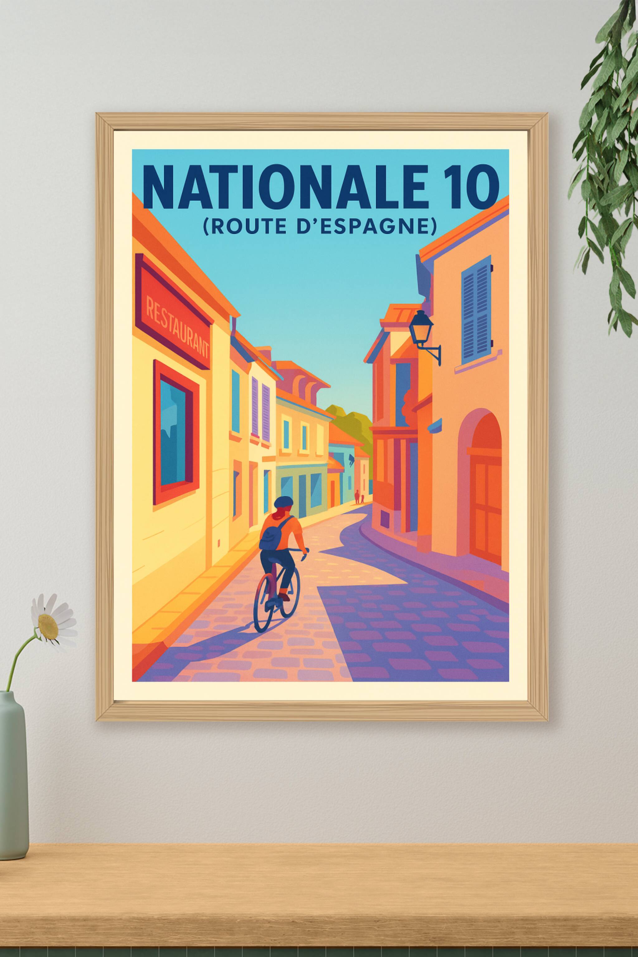 Affiche de Nationale 10 - La mythique Route d'Espagne en version vintage