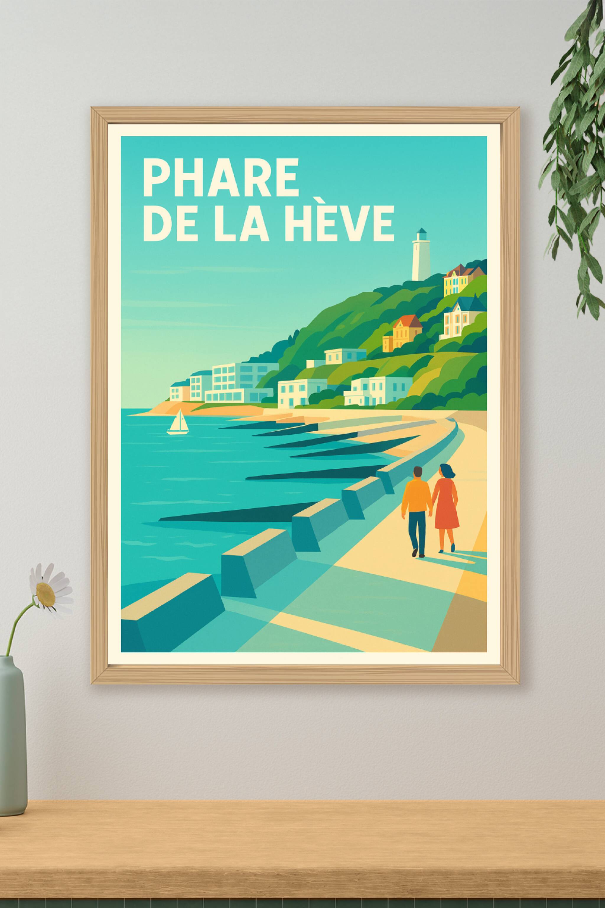Affiche de Phare de la Hève - L'élégance vintage de la côte normande
