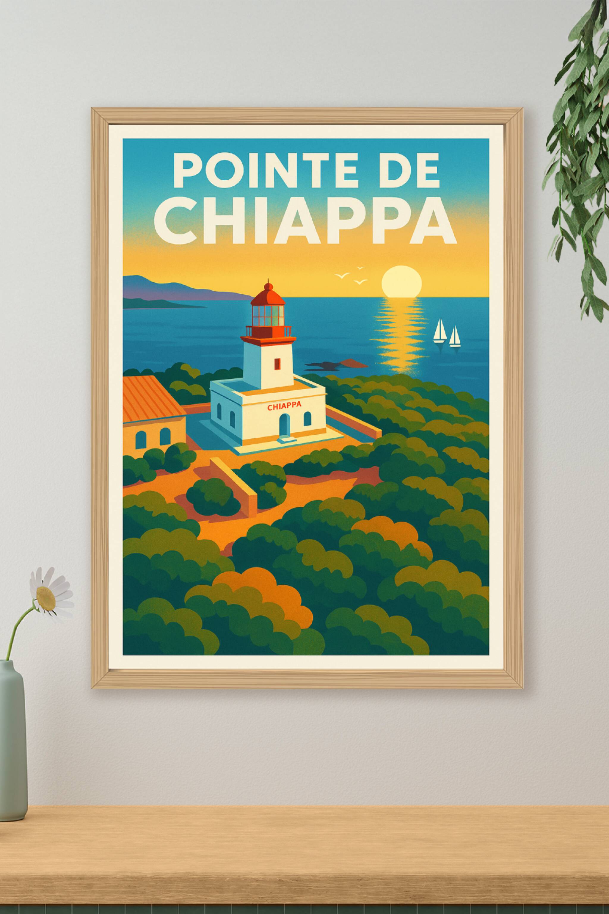 Affiche de Pointe de Chiappa - L'éclat du phare de Corse au coucher du soleil