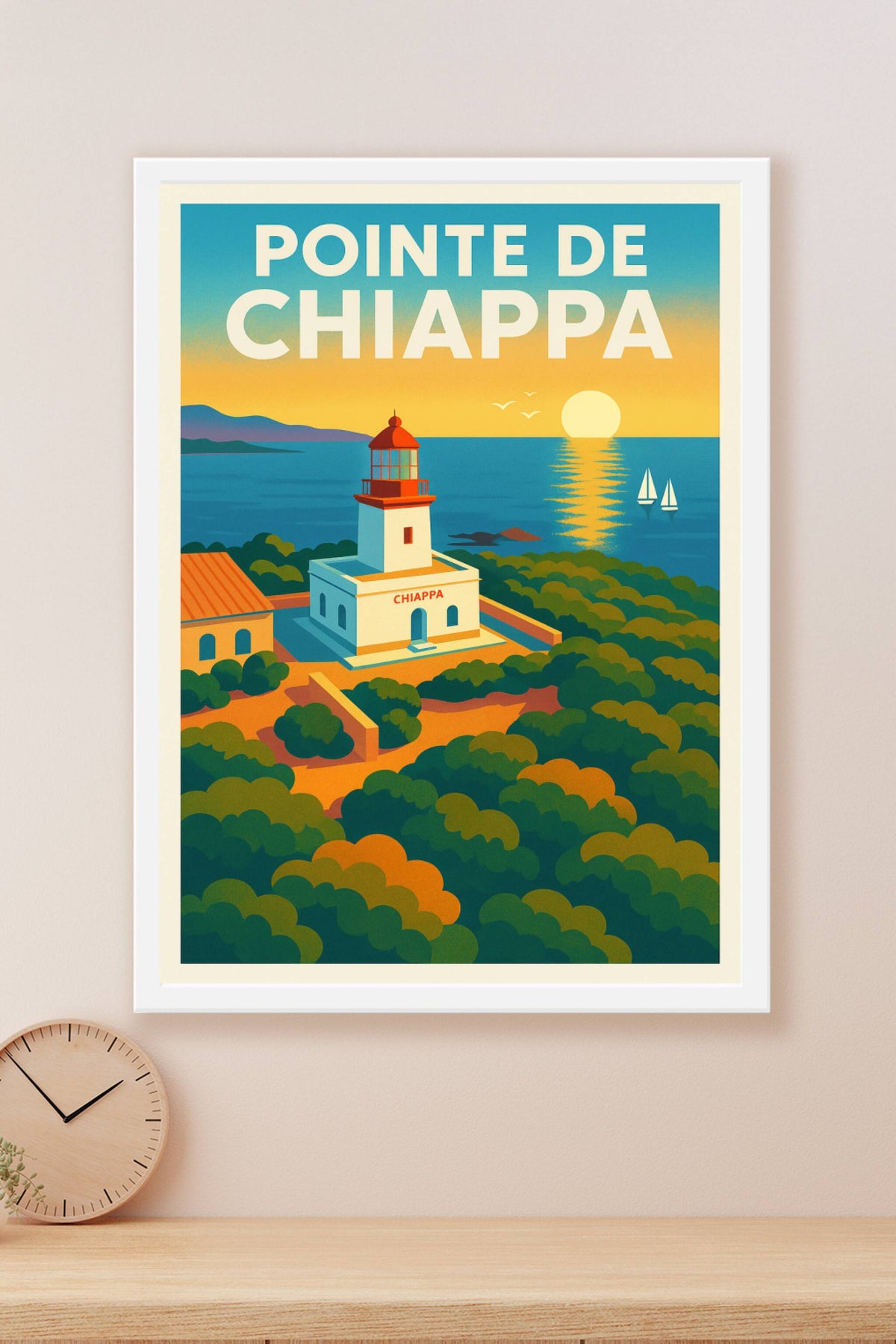 Affiche de Pointe de Chiappa - L'éclat du phare de Corse au coucher du soleil