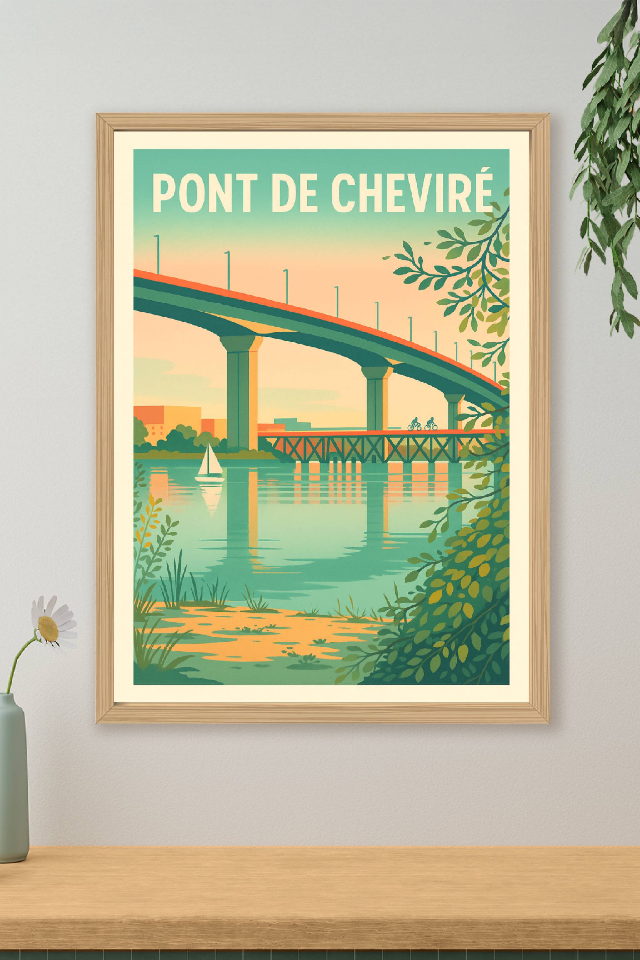 Affiche de Pont de Cheviré - L'icône nantaise sous une lumière dorée