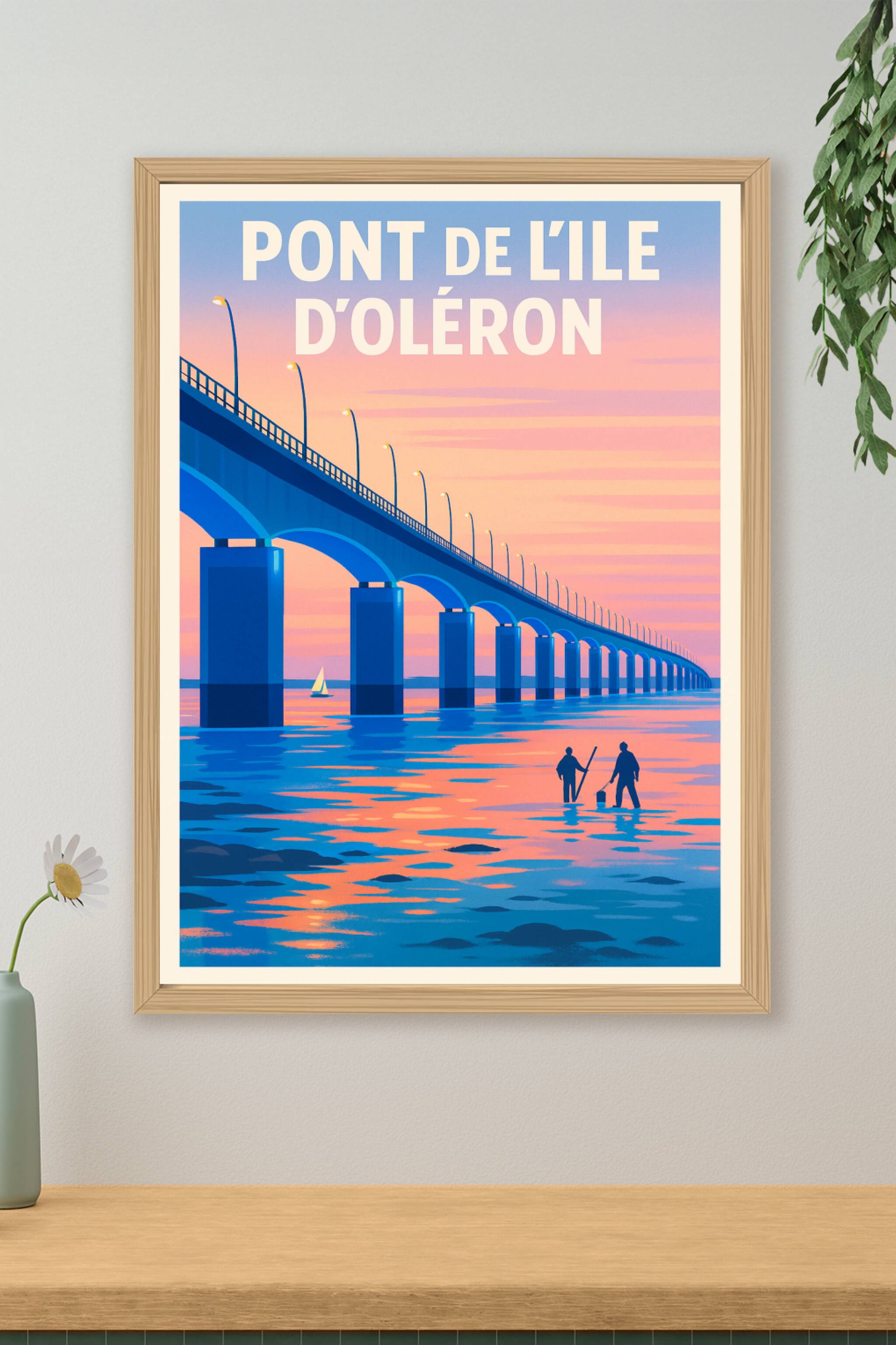 Affiche de Pont de l'Île d'Oléron - L'élégance océanique au coucher du soleil