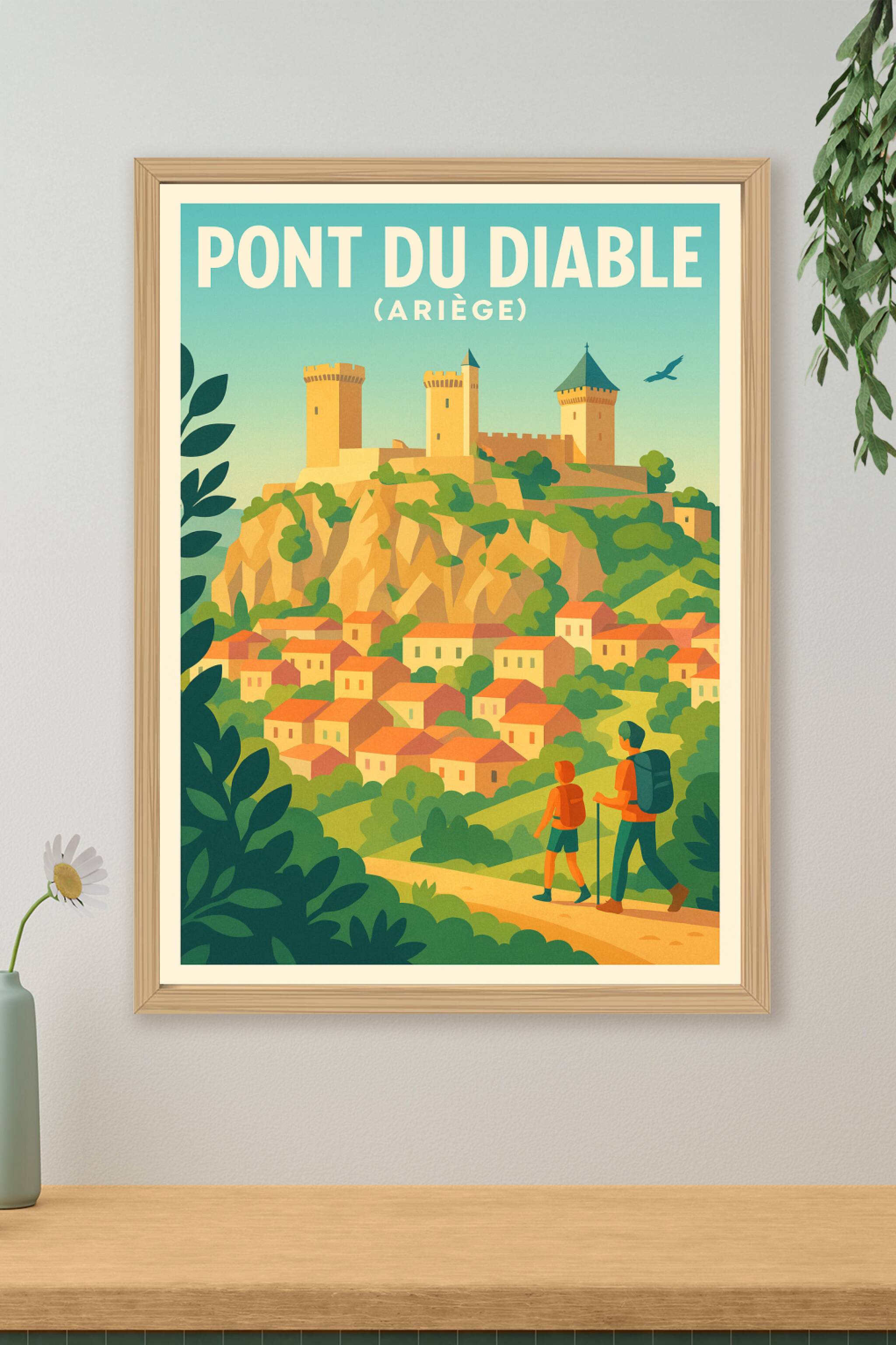 Affiche Pont du Diable (Ariège) — L'âme médiévale des Pyrénées au cœur de votre déco · poster d'art de Pont du Diable (Ariège)