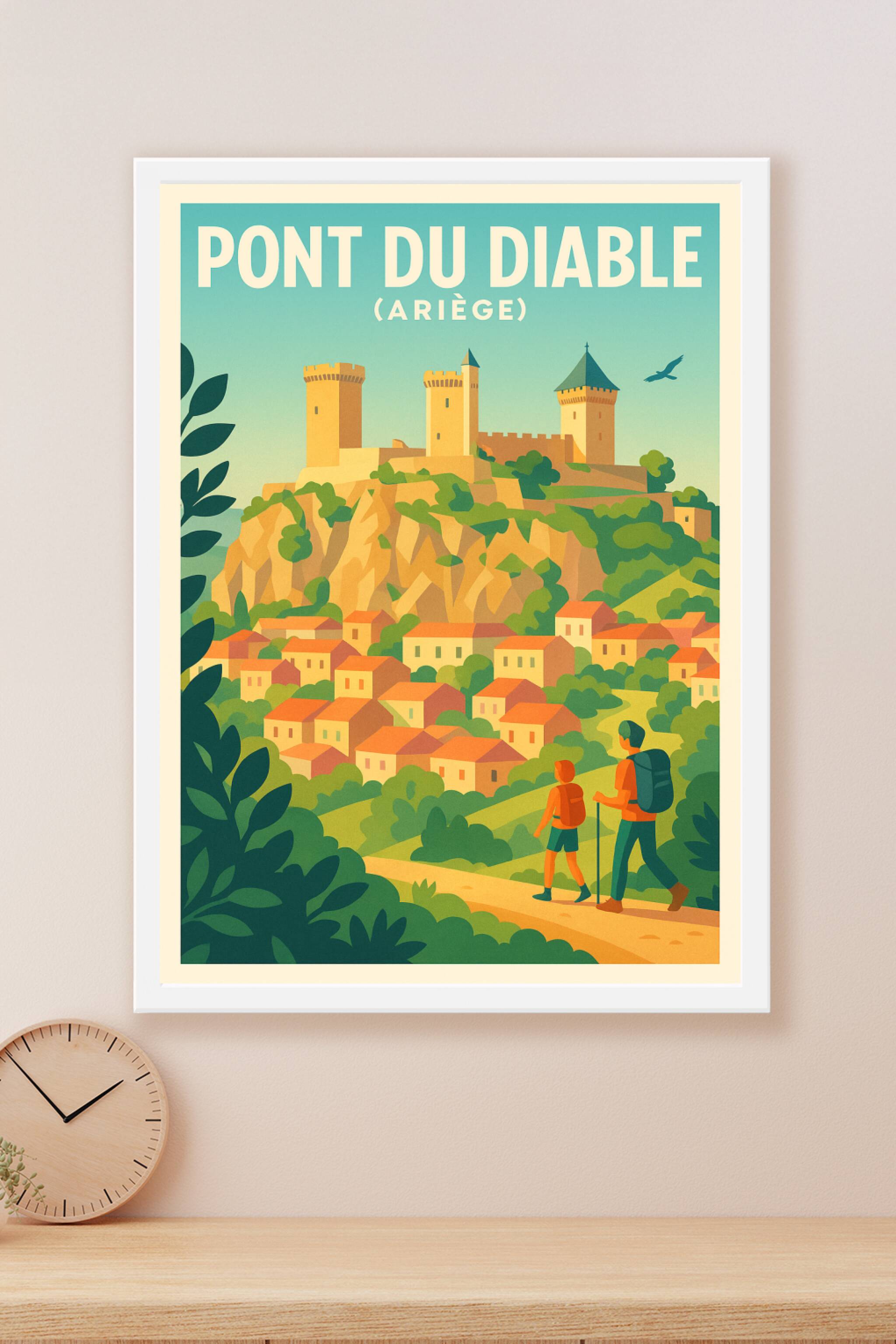 Affiche Pont du Diable (Ariège) — L'âme médiévale des Pyrénées au cœur de votre déco · poster d'art de Pont du Diable (Ariège)