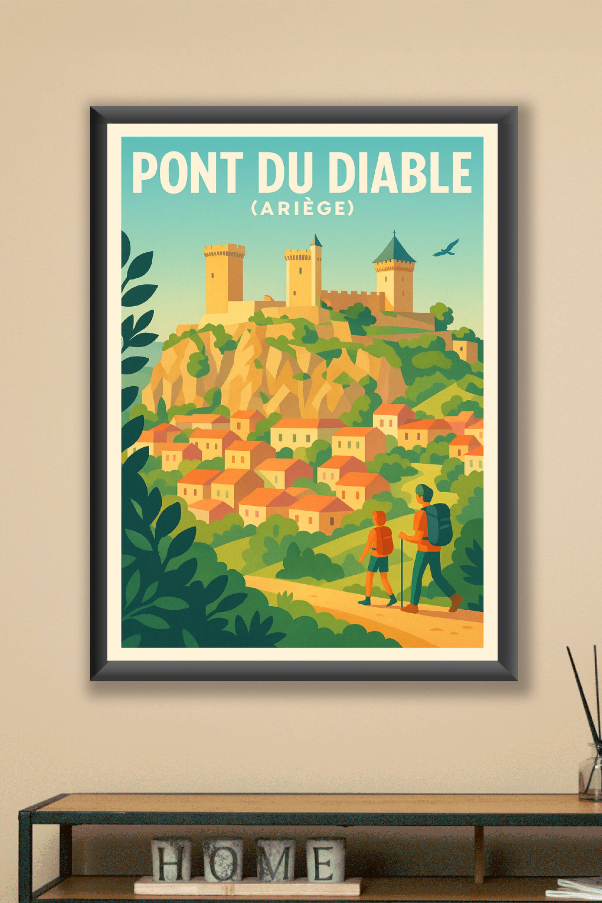 Affiche Pont du Diable (Ariège) — L'âme médiévale des Pyrénées au cœur de votre déco · poster d'art de Pont du Diable (Ariège)