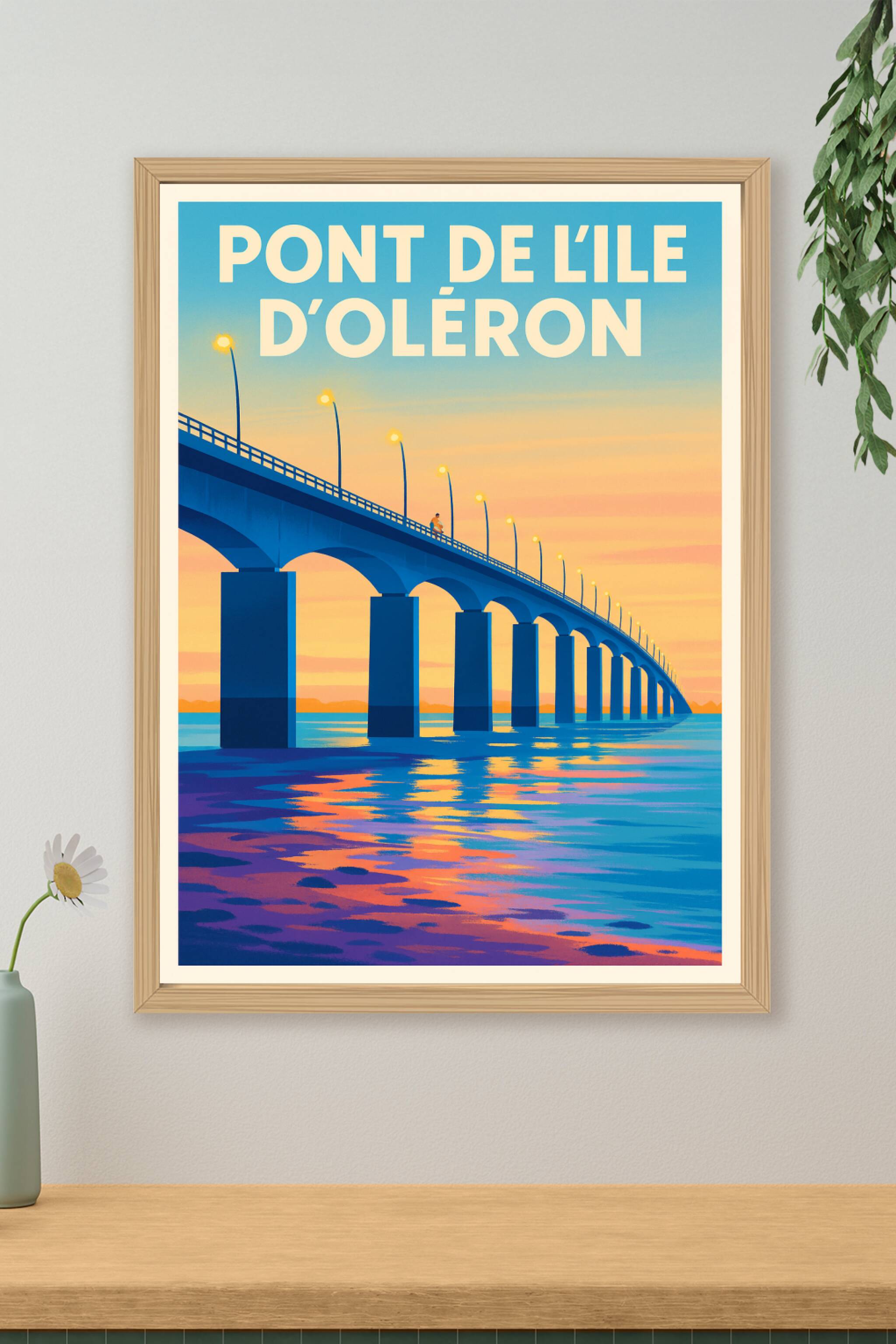Affiche de Pont de l'Île d'Oléron - L'élégance océanique au coucher du soleil