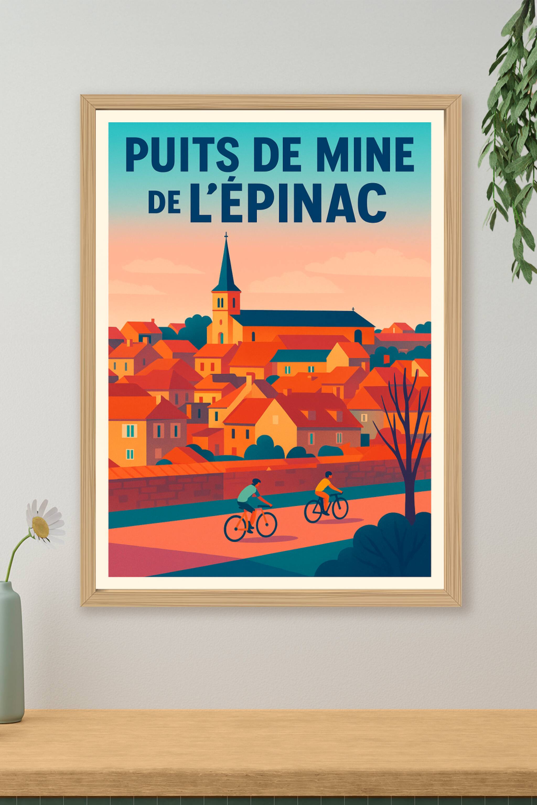 Affiche de Puits de mine de l'Épinac - Le charme vintage de la Bourgogne