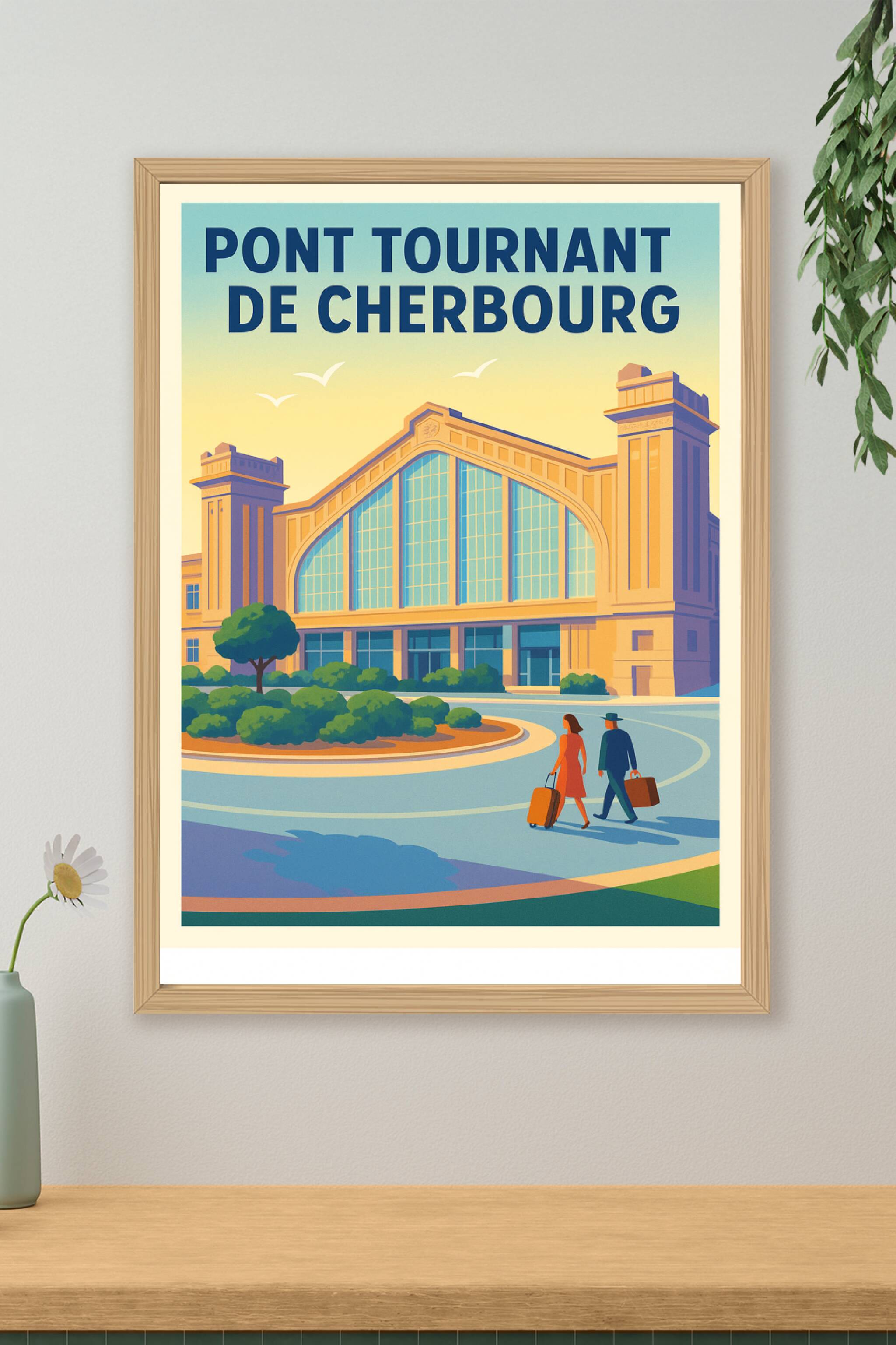 Affiche de Cherbourg - L'élégance vintage du Pont Tournant