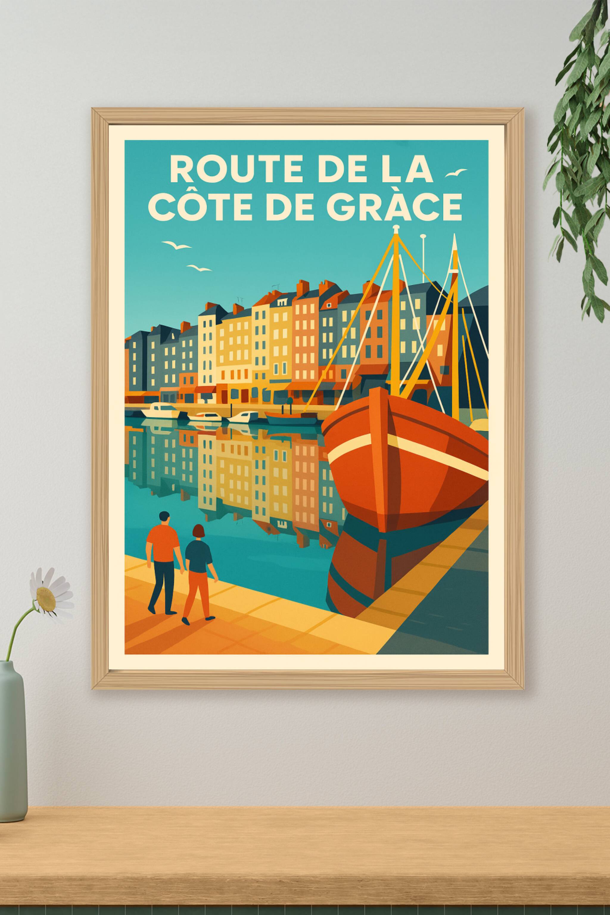 Affiche de Route de la Côte de Grâce - L'élégance vintage du Vieux Bassin