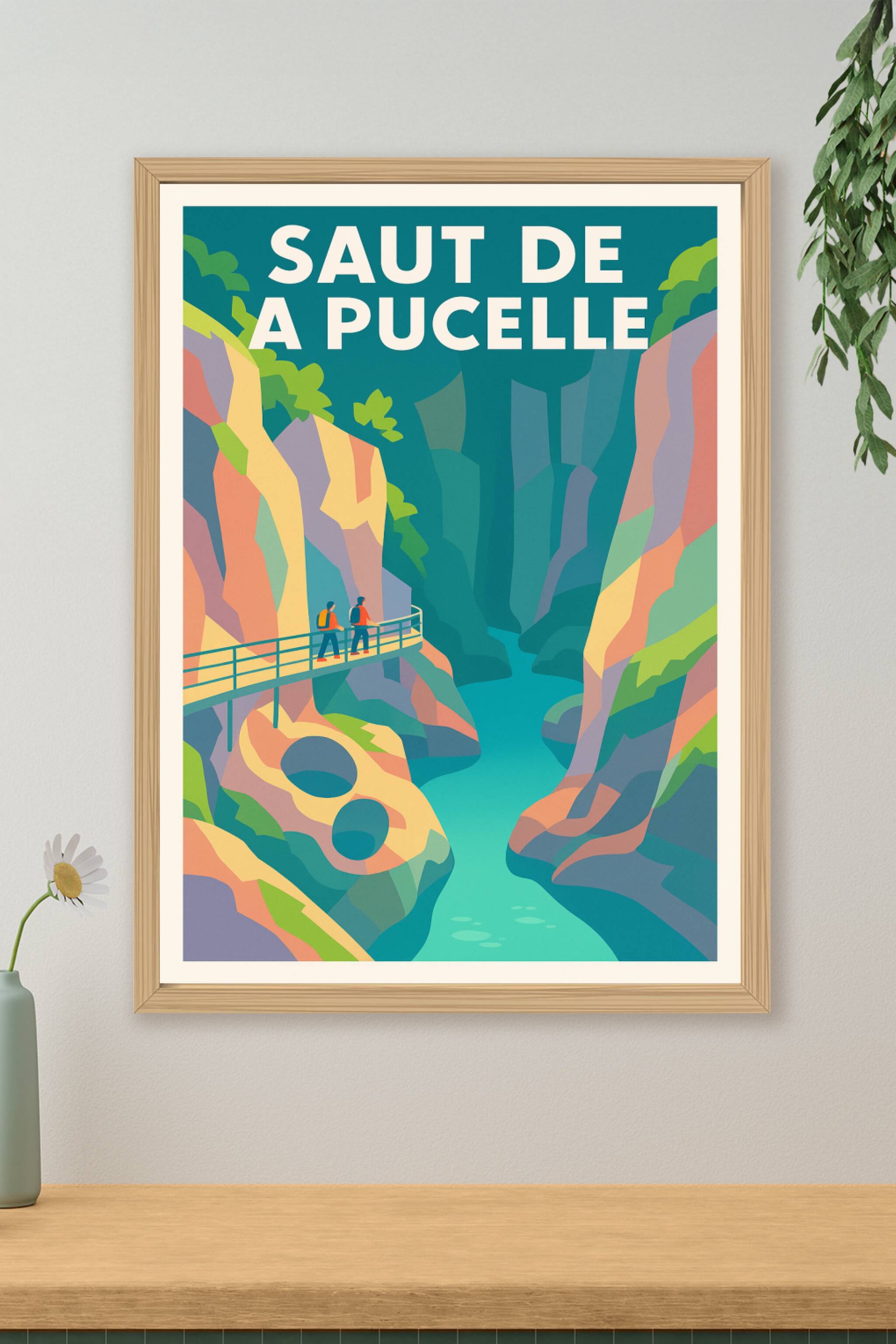 Affiche de Saut de la Pucelle - L'appel sauvage des gorges au style vintage