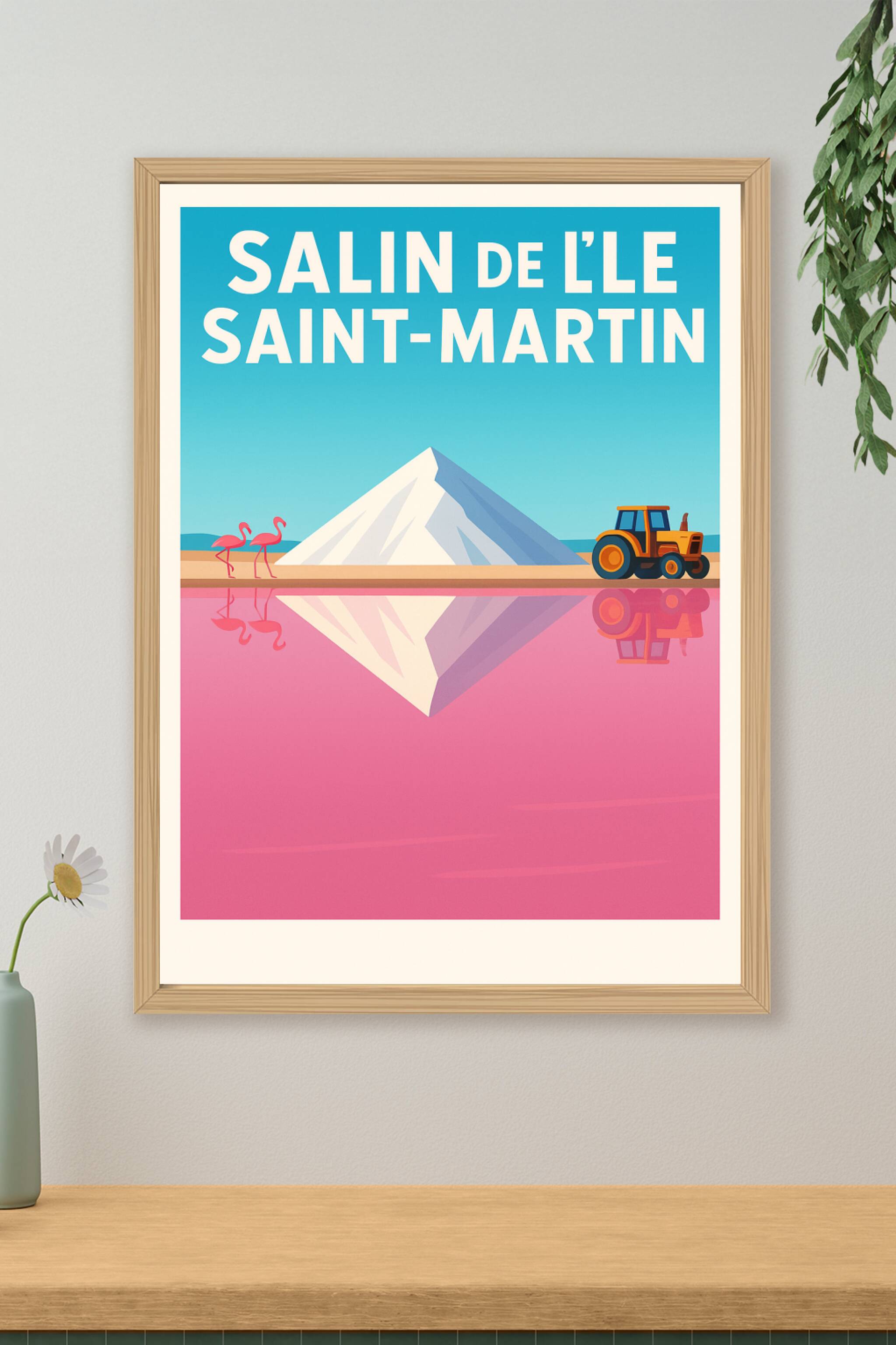 Affiche de Salin de l'Île Saint-Martin - L'éclat rose des lagunes d'Occitanie