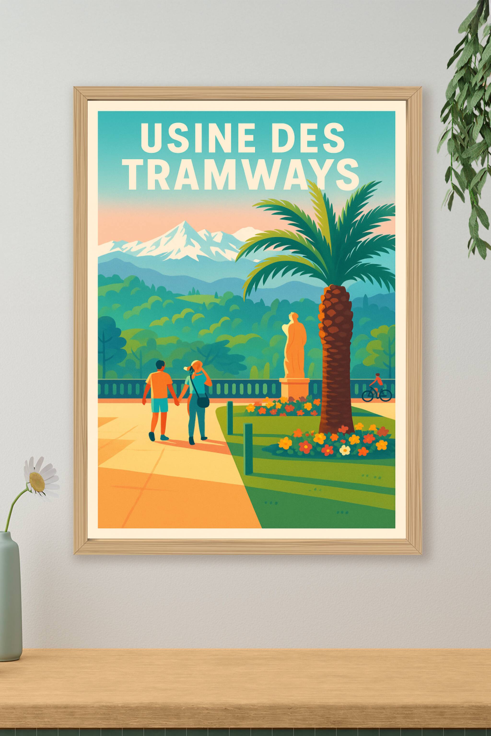 Affiche de Usine des Tramways - L'élégance vintage face aux sommets