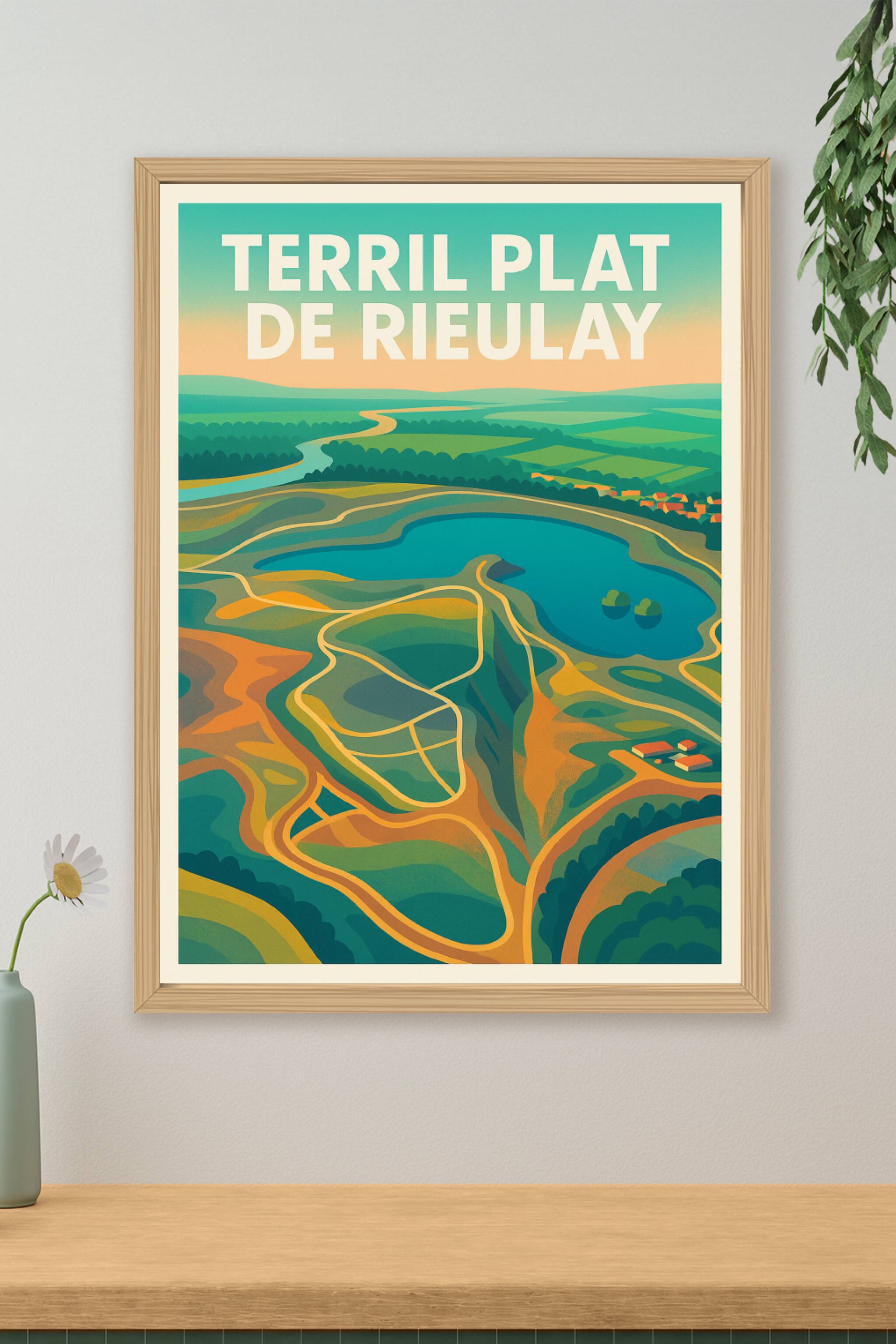 Affiche du Terril Plat de Rieulay, décor vintage