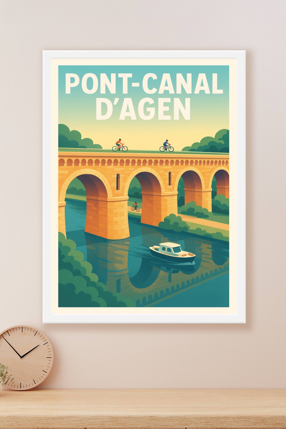 Affiche du Pont-Canal d'Agen, poster cyclistes