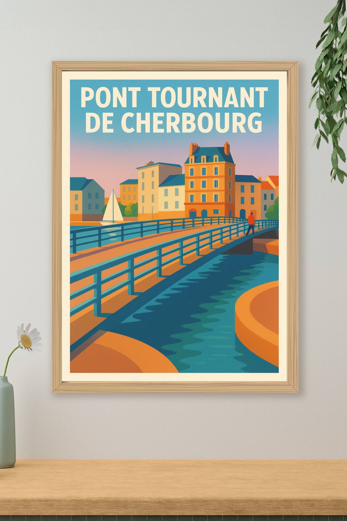 Affiche du Pont Tournant de Cherbourg, poster déco