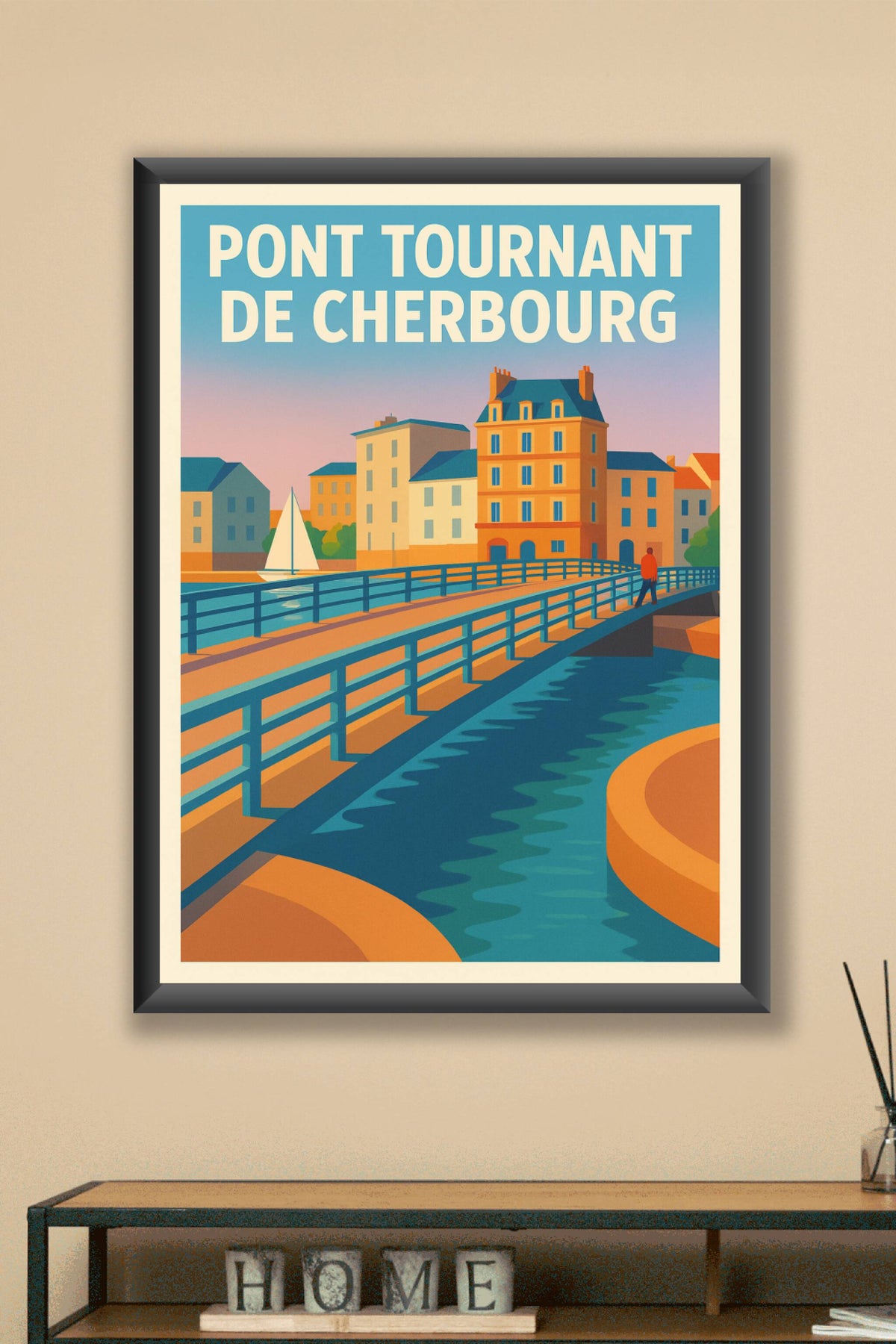Affiche du Pont Tournant de Cherbourg, poster déco