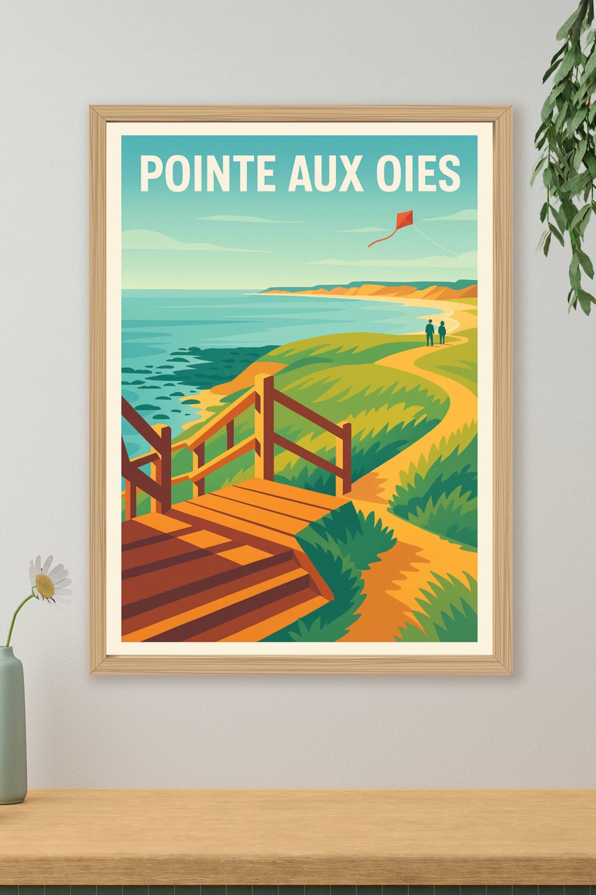Affiche de la Pointe aux Oies, cerf-volant rouge
