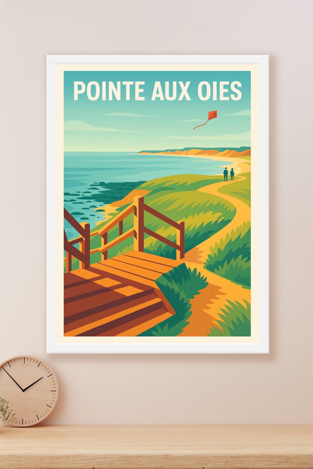Affiche de la Pointe aux Oies, cerf-volant rouge