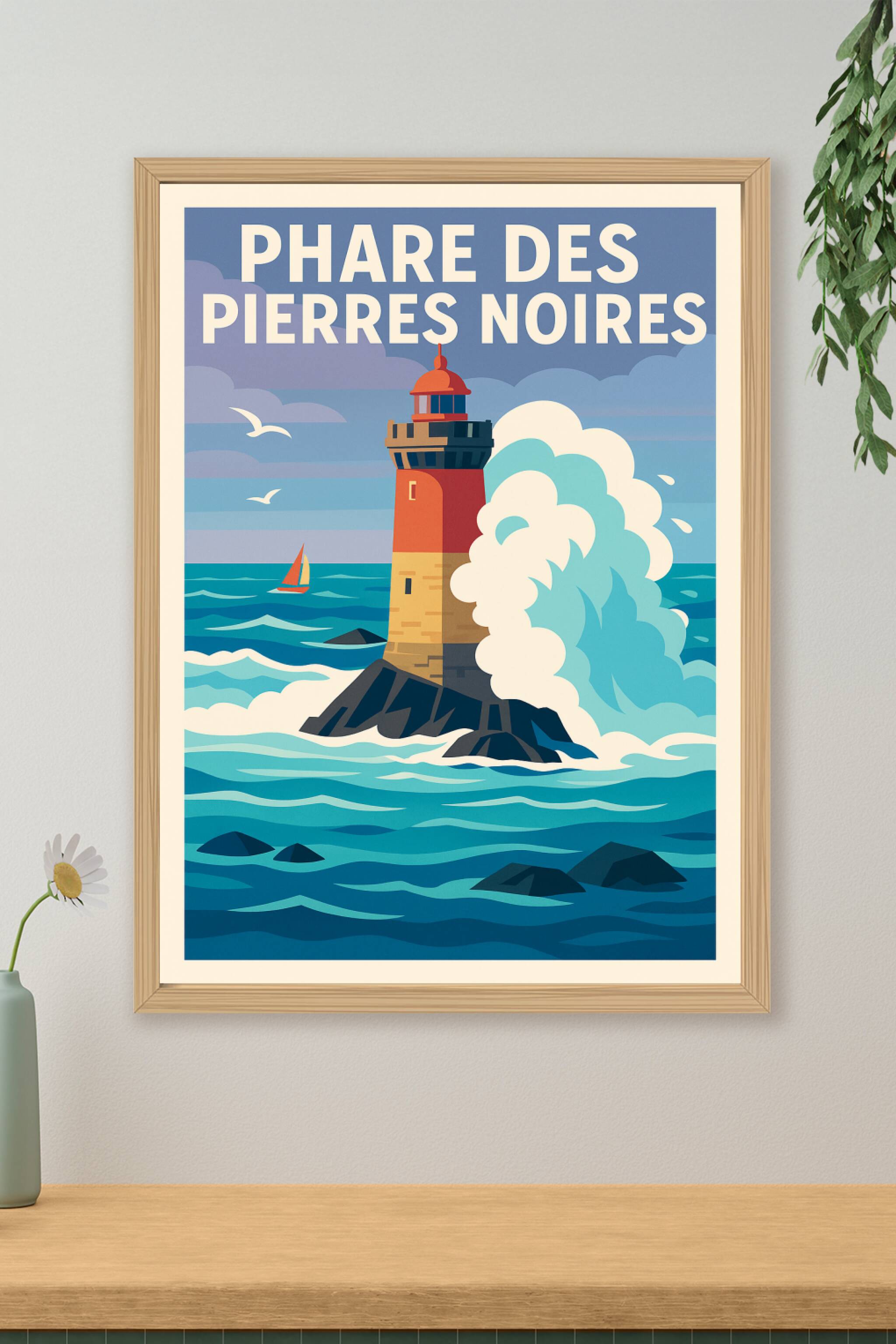 Affiche Phare des Pierres Noires, décor Bretagne | Afich