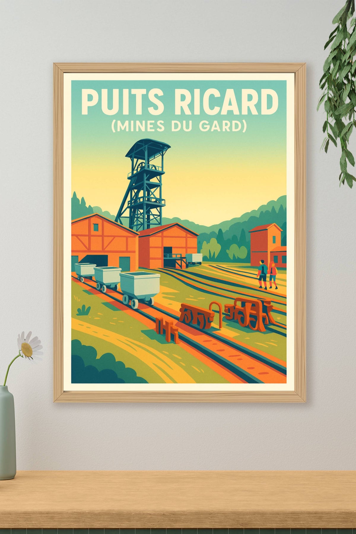 Affiche du Puits Ricard, poster chevalement mine