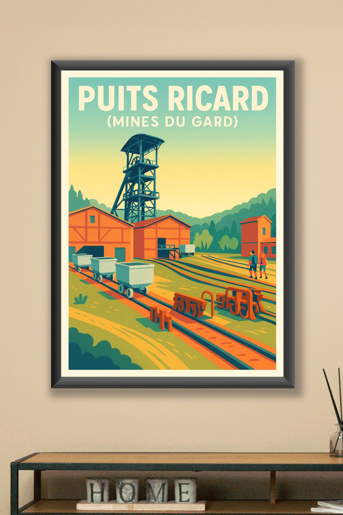 Affiche du Puits Ricard, poster chevalement mine