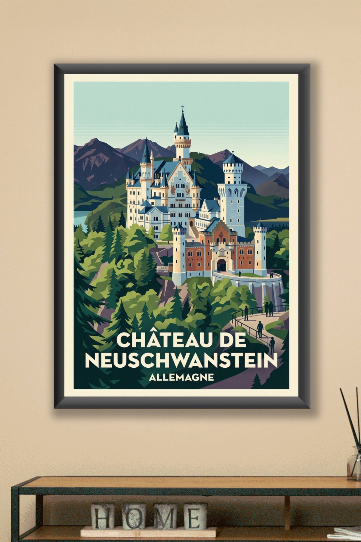 Affiche du Château de Neuschwanstein, poster Alpes