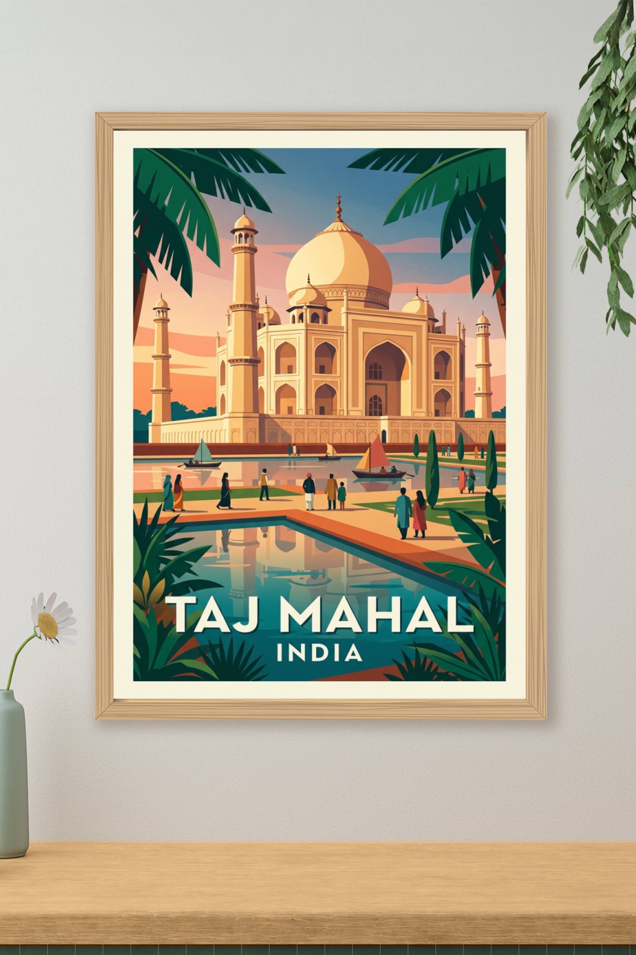 Affiche du Taj Mahal, illustration Inde | Afich
