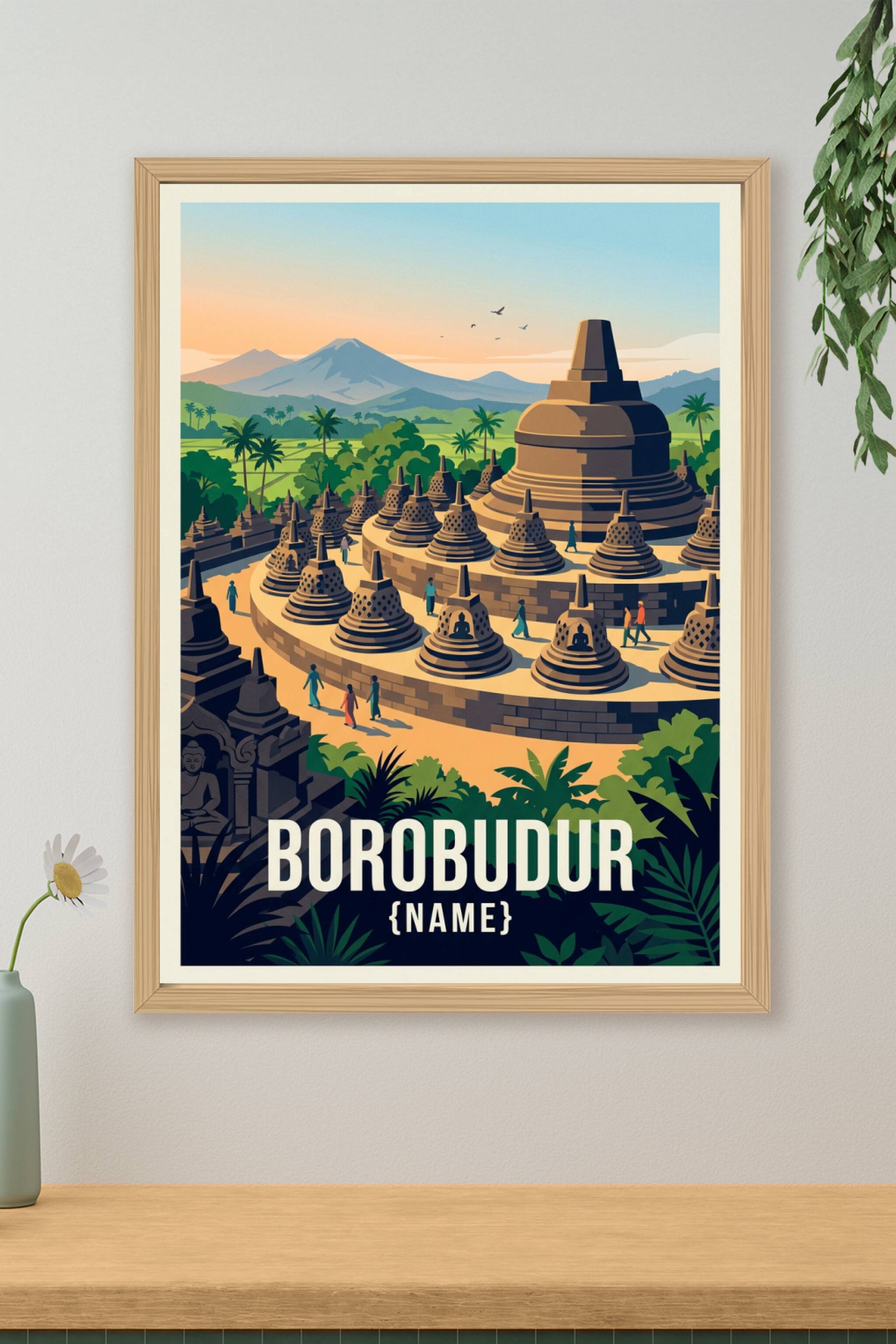 Affiche Borobudur, poster Java Indonésie | Afich
