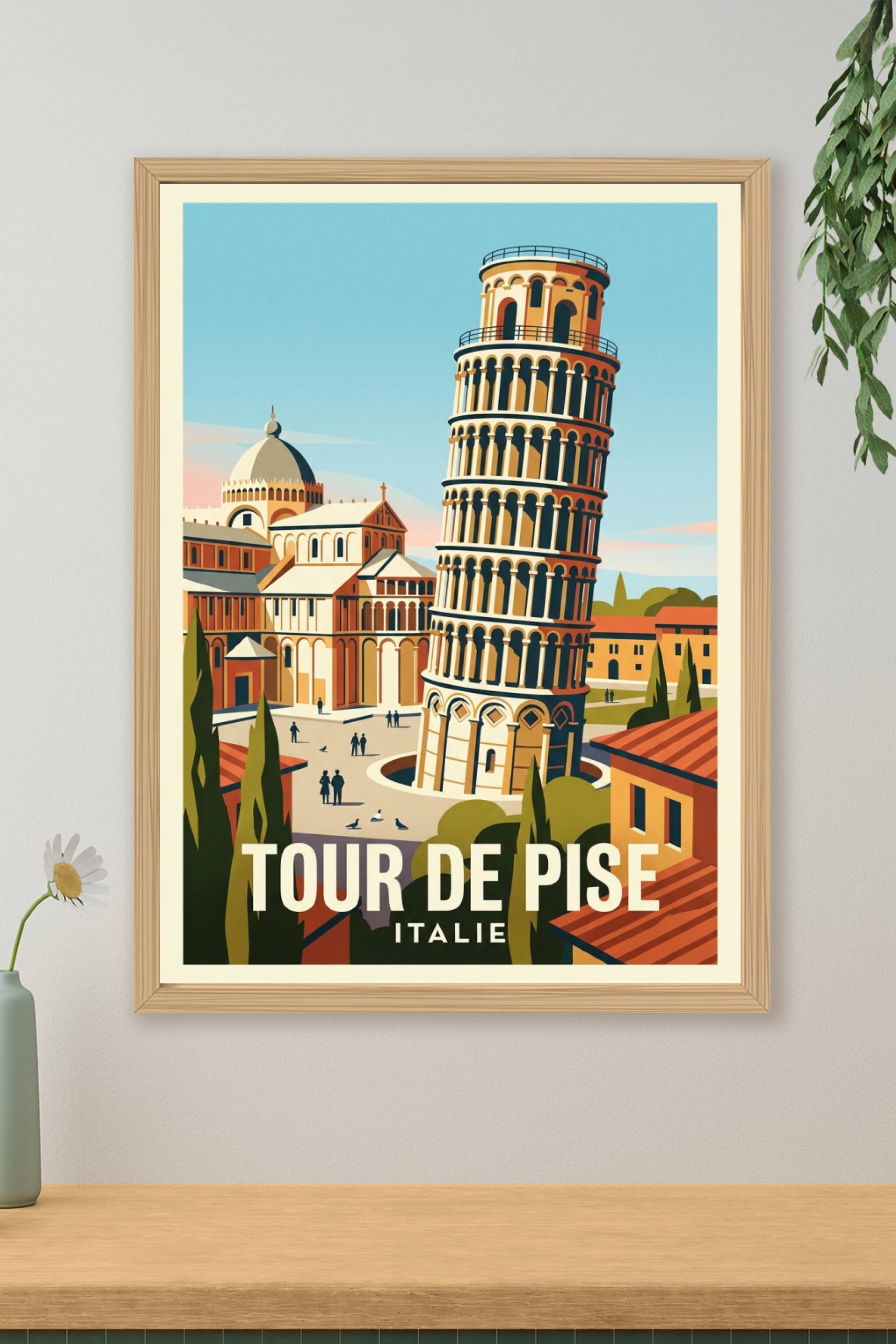 Affiche de la Tour de Pise, monument d'Italie | Afich