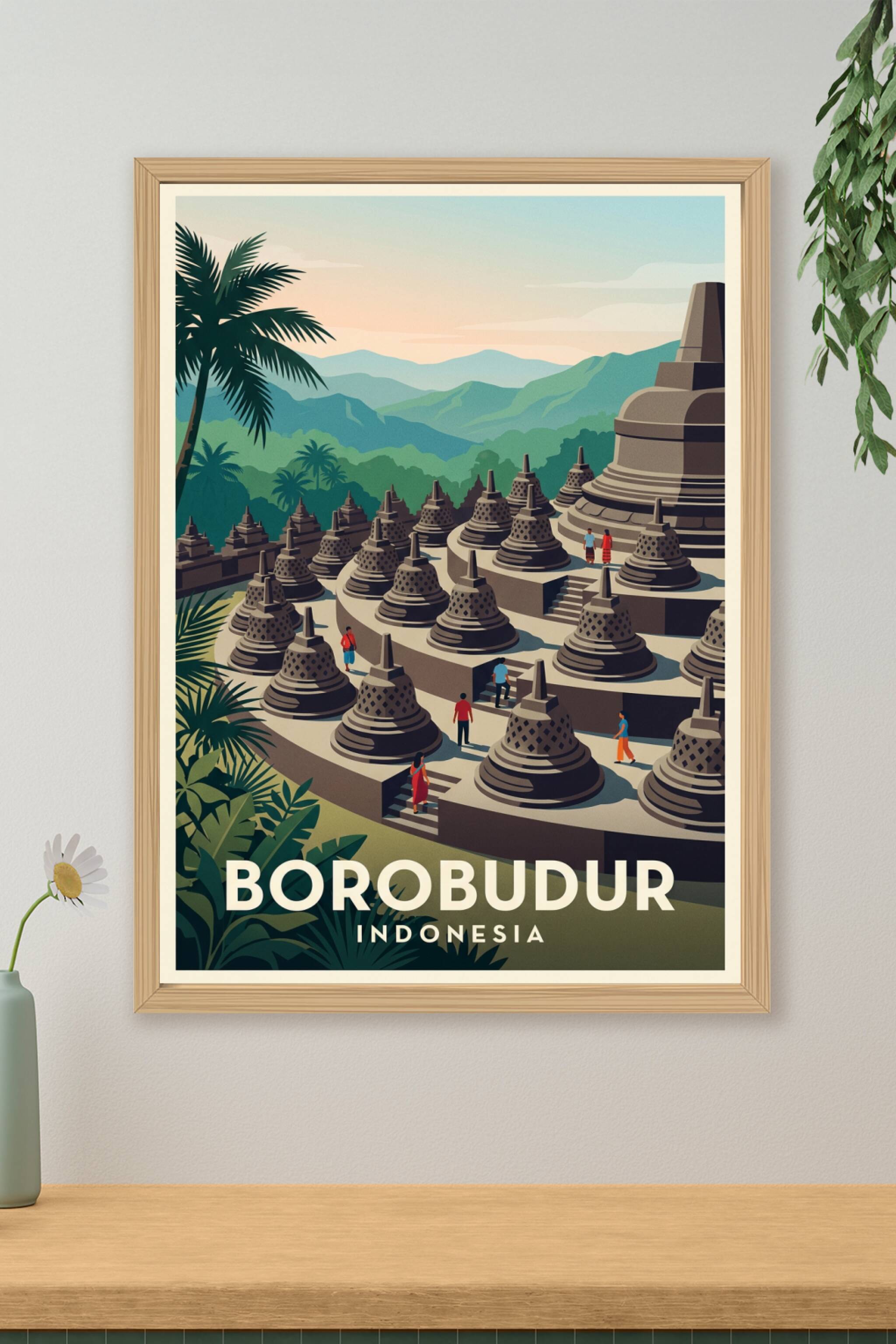 Affiche Borobudur, poster Java Indonésie | Afich