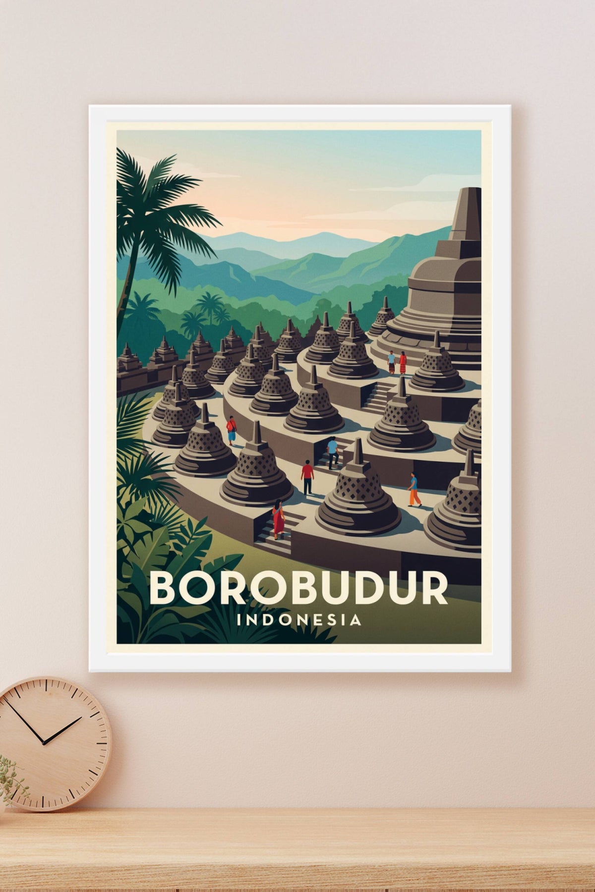 Affiche Borobudur, poster Java Indonésie