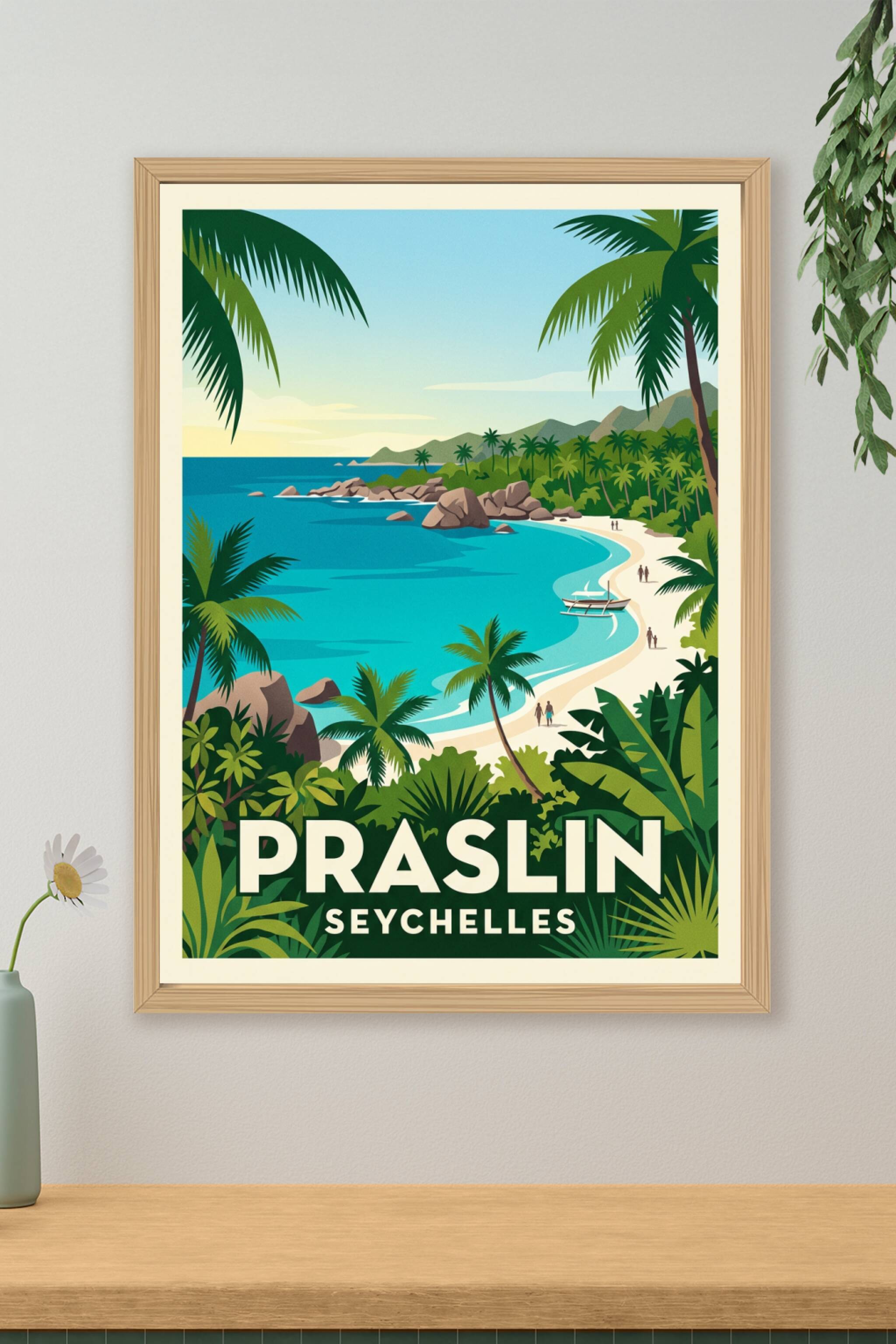 Affiche de Praslin, poster plage tropicale | Afich