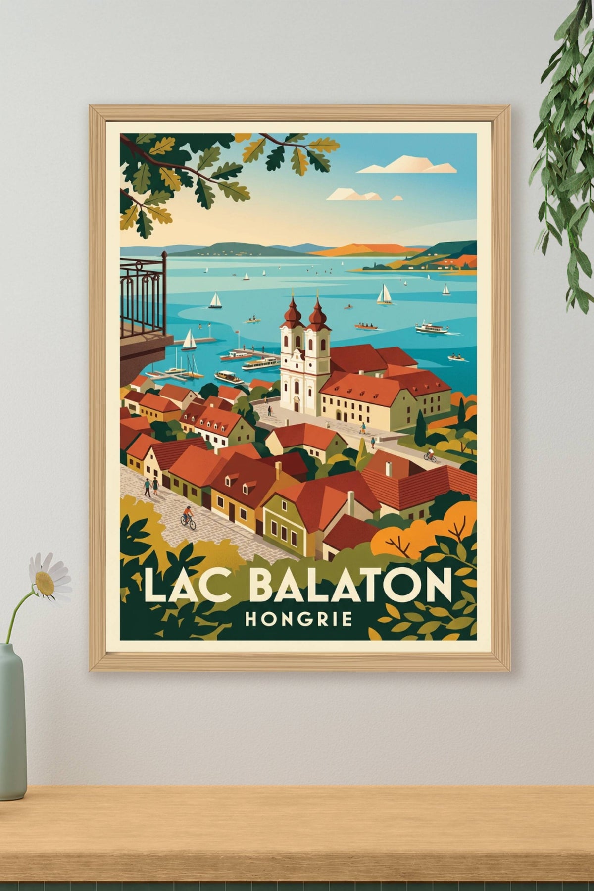 Affiche du Lac Balaton, village de Tihany